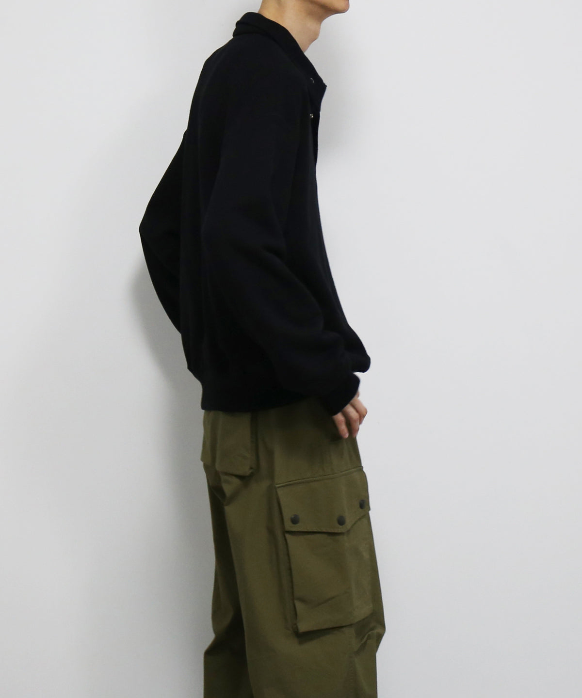 OLD FOLK HOUSE Half-snap sweatshirt "BLACK"