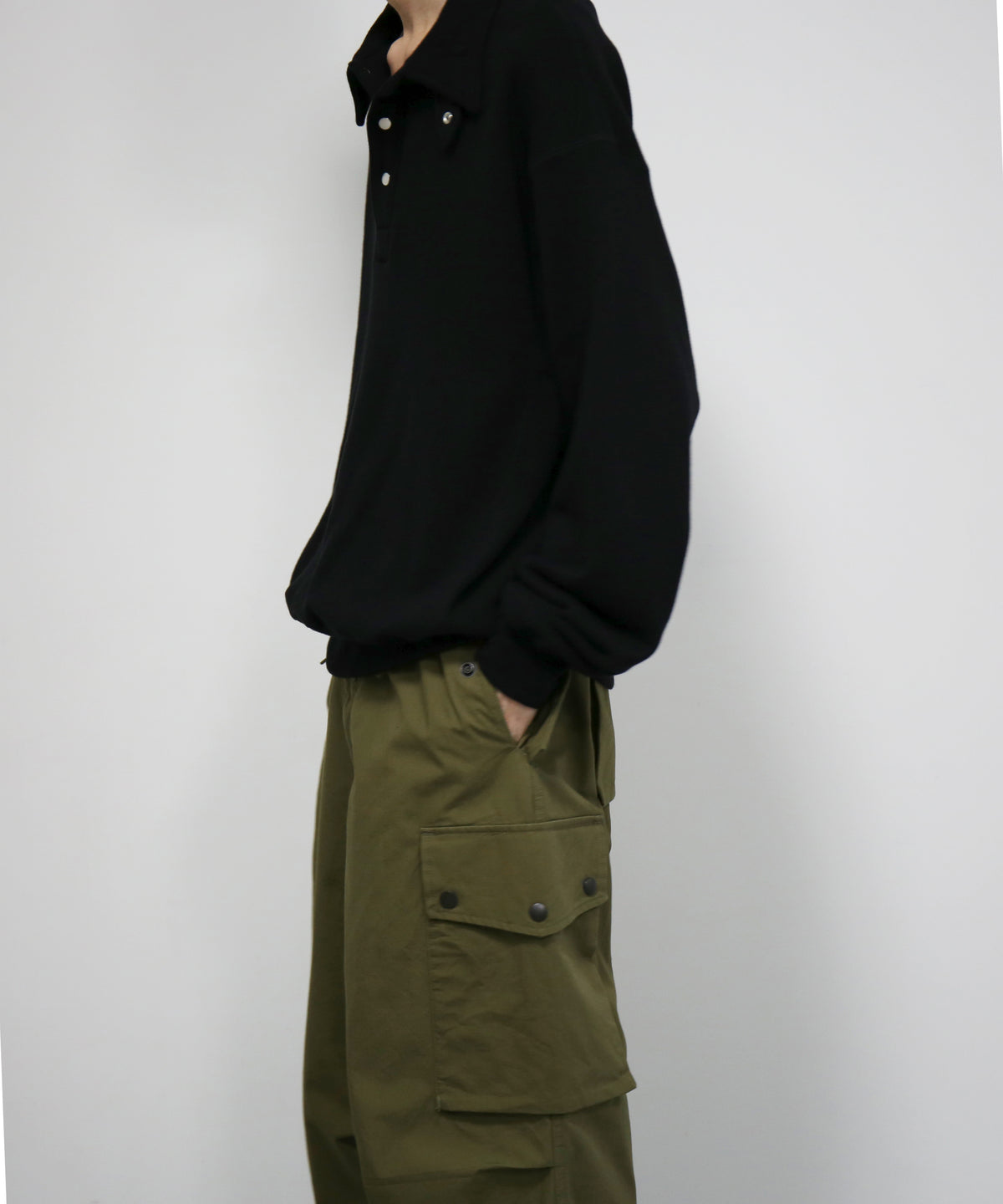 OLD FOLK HOUSE Half-snap sweatshirt "BLACK"