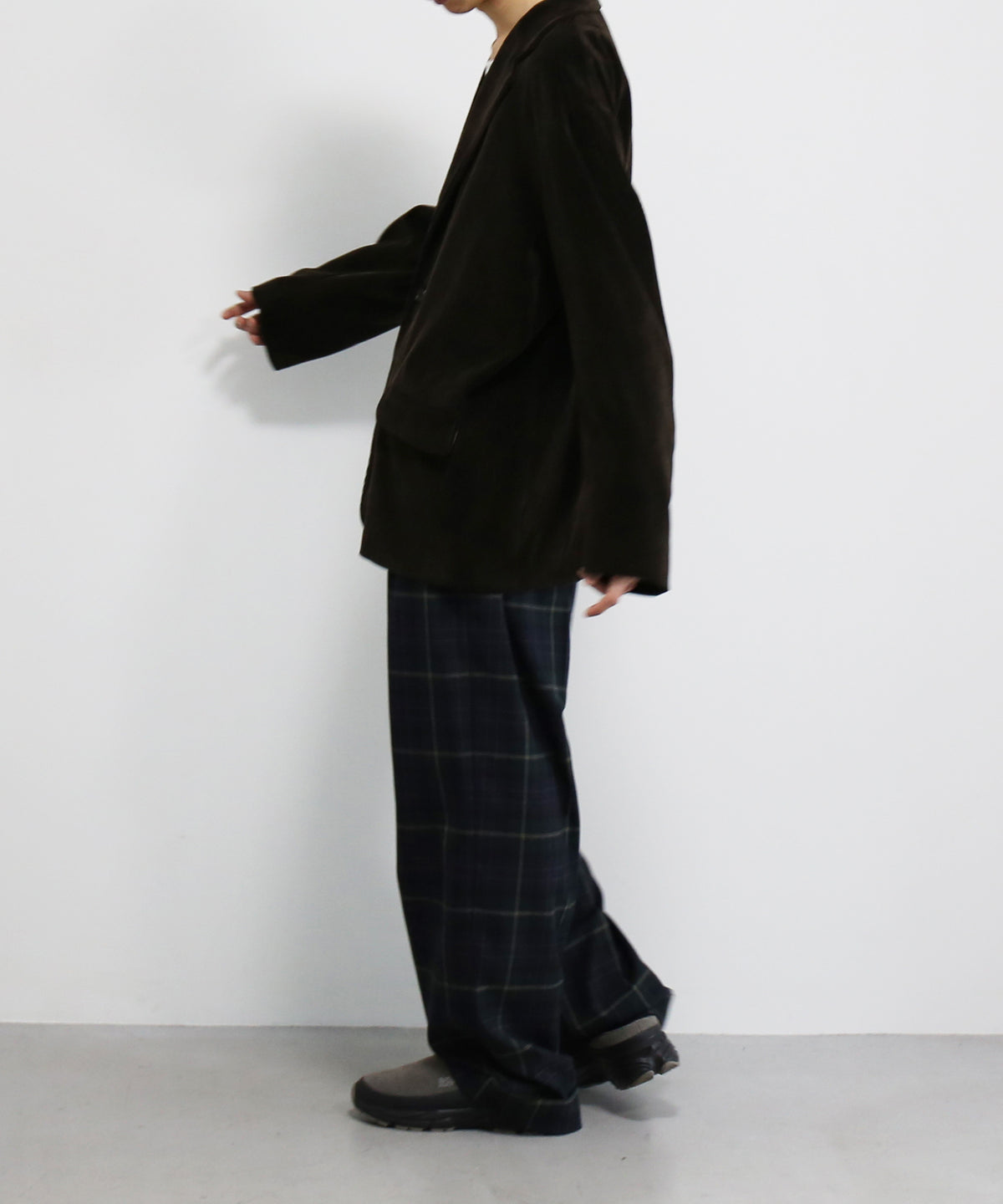 OLD FOLK HOUSE Cotton & rayon corduroy tailored jacket "DARK BROWN"