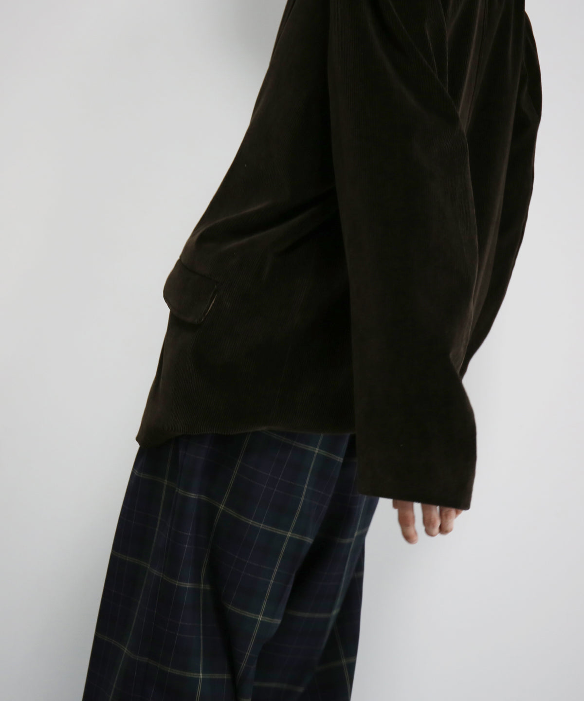 OLD FOLK HOUSE Cotton & rayon corduroy tailored jacket "DARK BROWN"