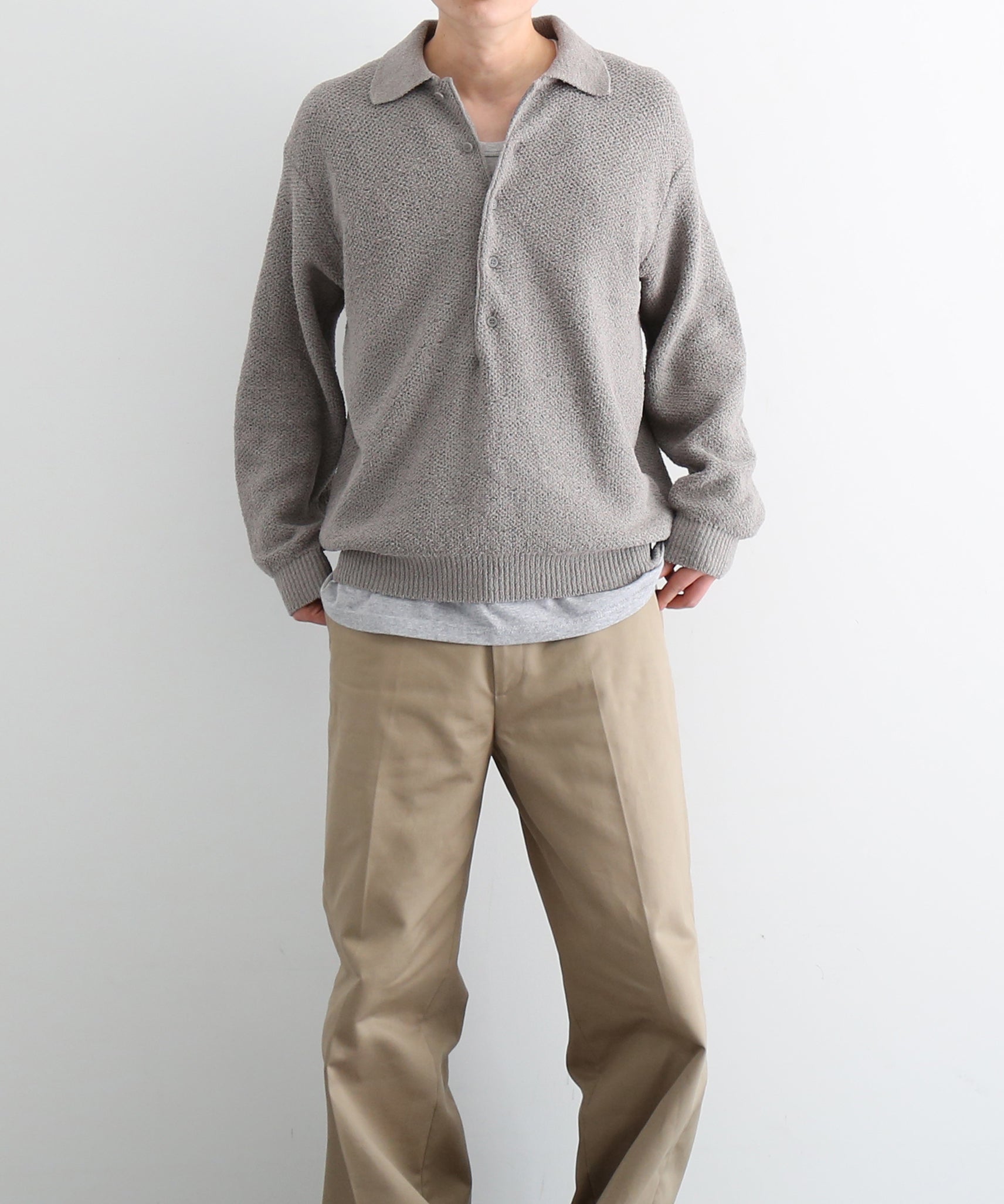 UNUSED Us2551 honey comb polo knit "GRAY"