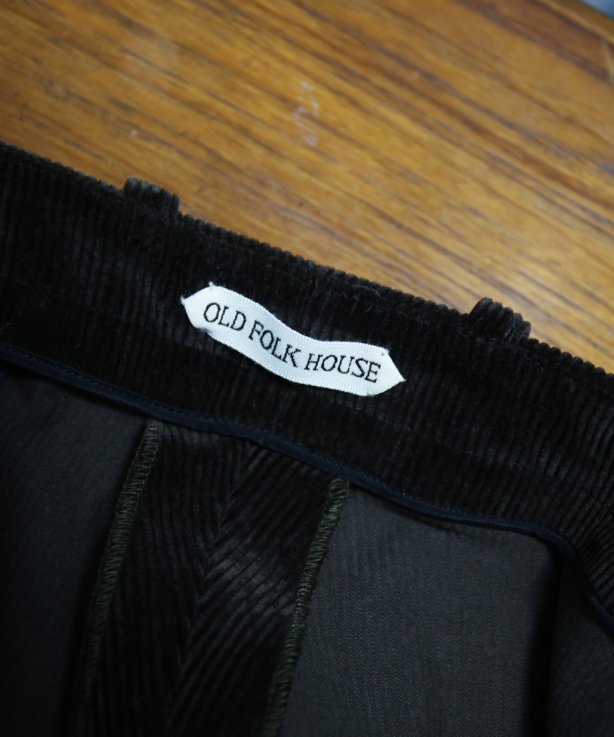OLD FOLK HOUSE Cotton & rayon corduroy pants "DARK BROWN"