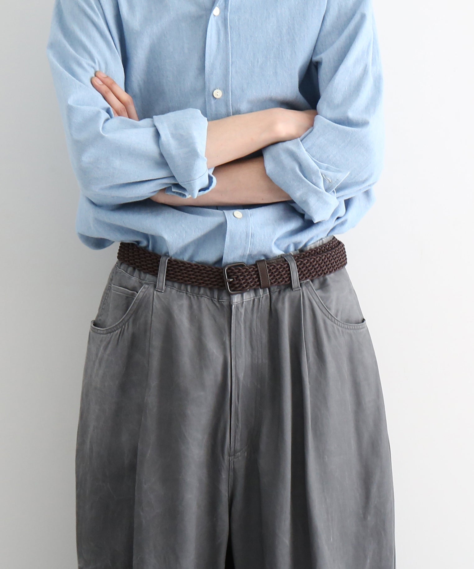 VOAAOV Pigment cupro 5p pants "CHARCOAL"