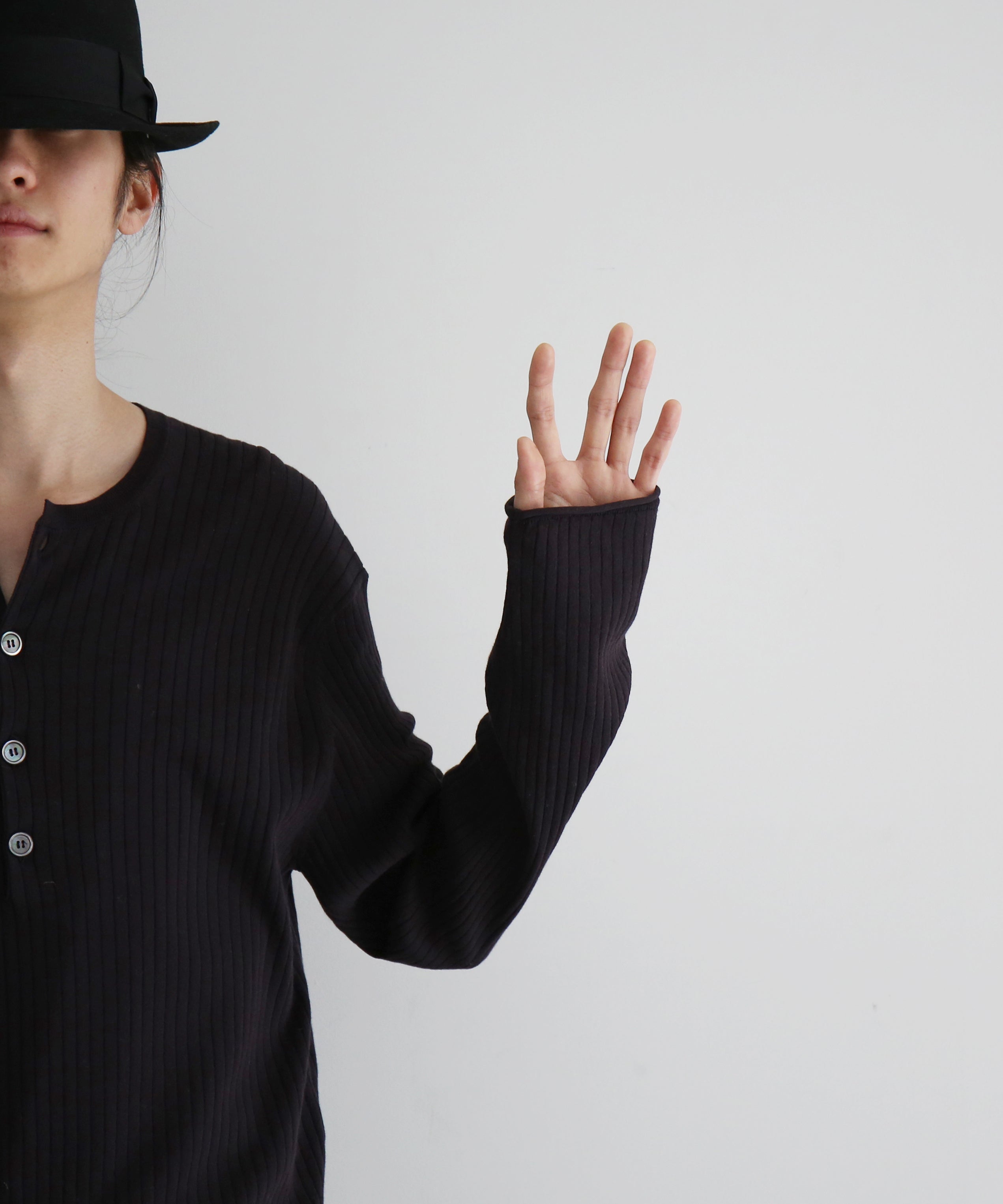 OUR LEGACY Fine henley “NOBLE NAVY COTTON CREPE”