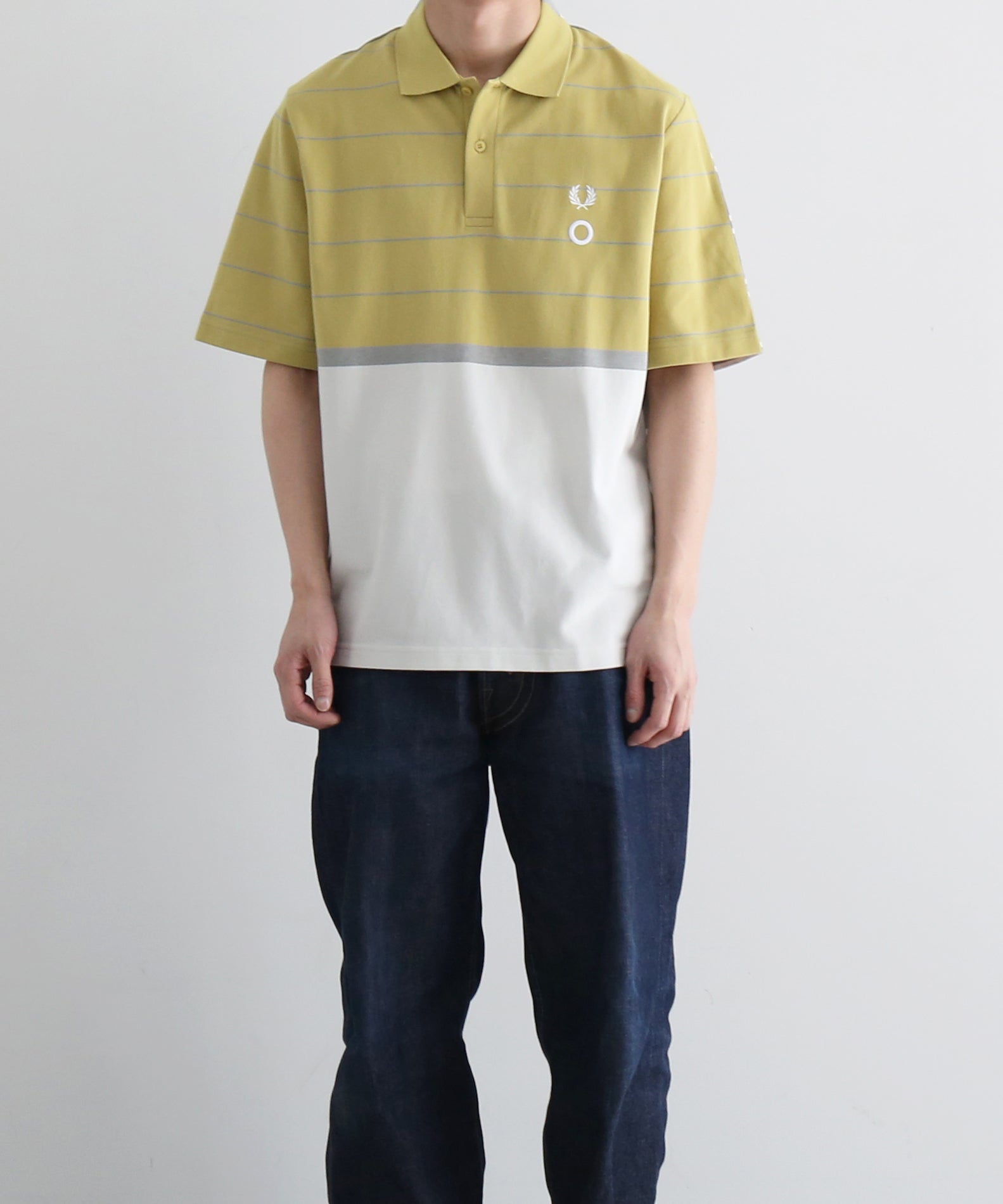 FRED PERRY Cg-half and half polo shirt “UNIFORM OFF-W”