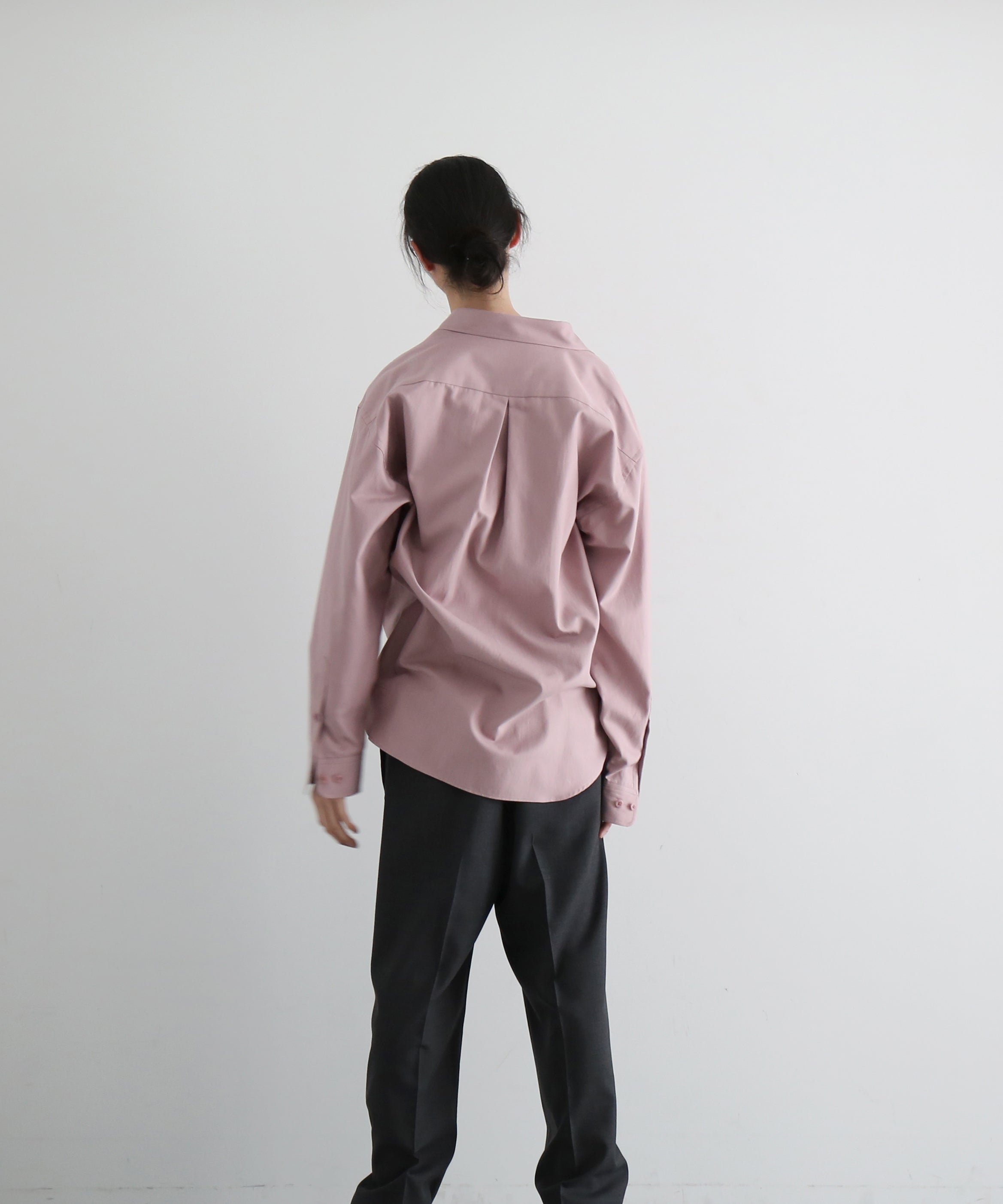 WHOWHAT Origami pocket shirt <long sl> "DARK PINK"