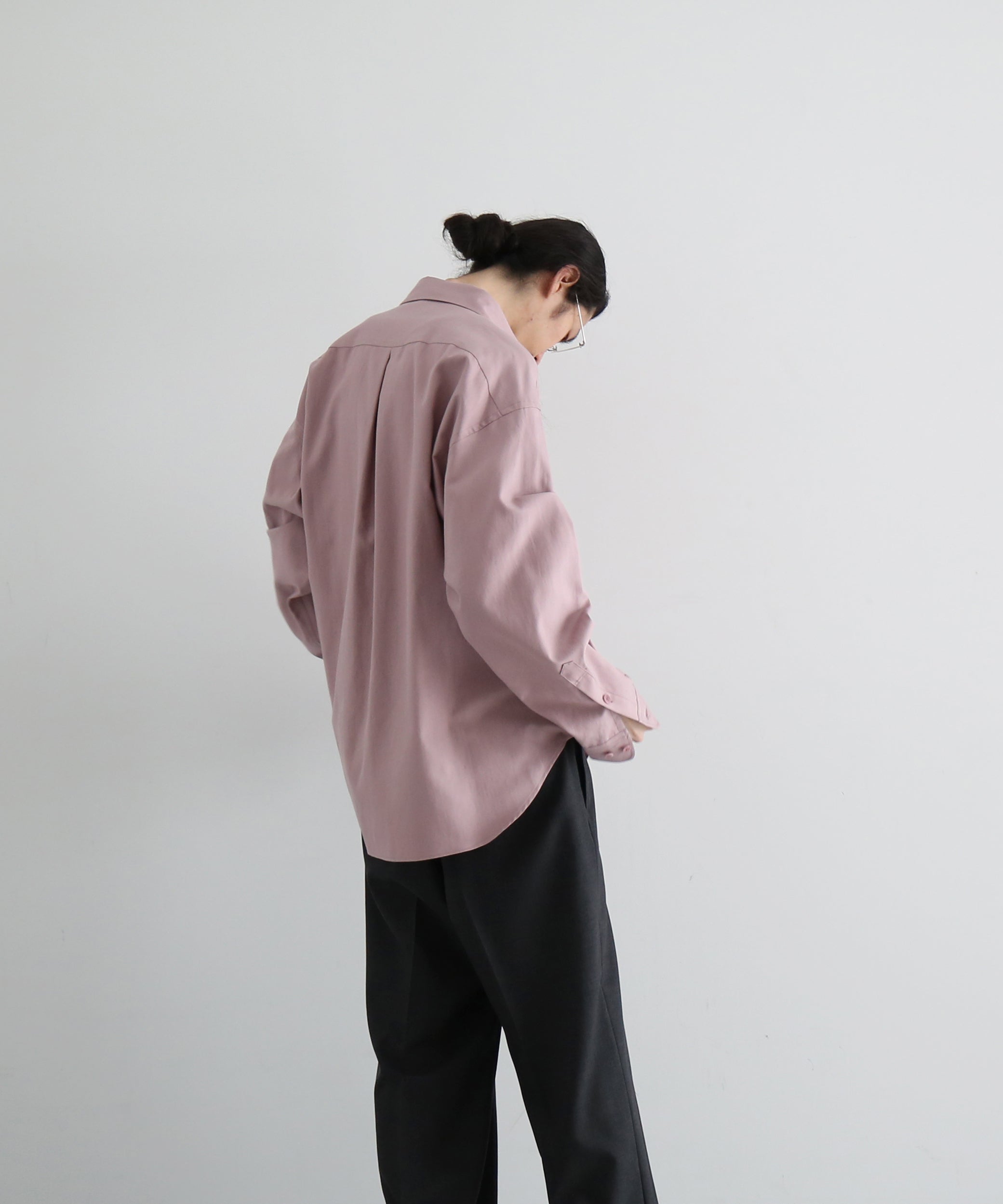 WHOWHAT Origami pocket shirt <long sl> "DARK PINK"