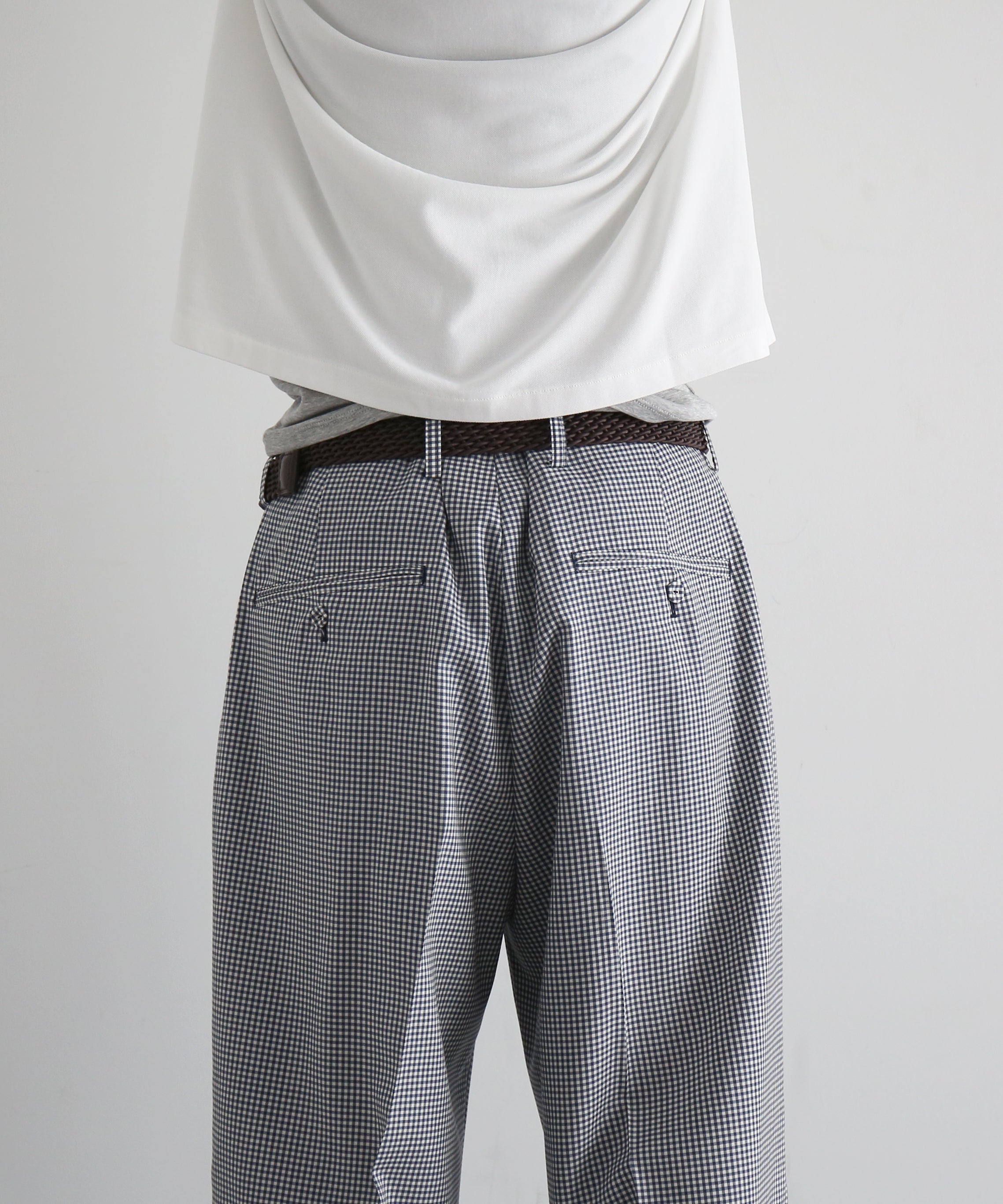 KAIKO Wool wide slacks "GINGHAM CHECK"