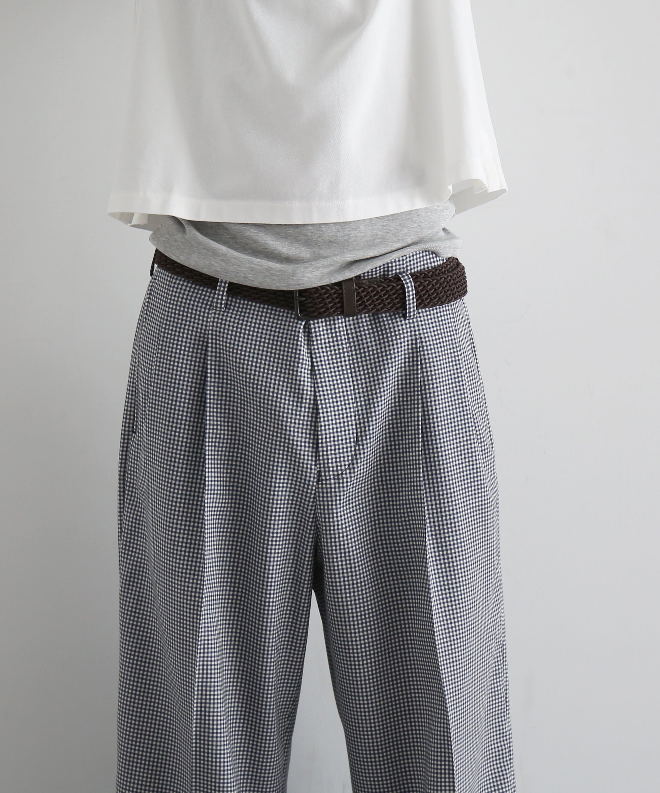 KAIKO Wool wide slacks "GINGHAM CHECK"