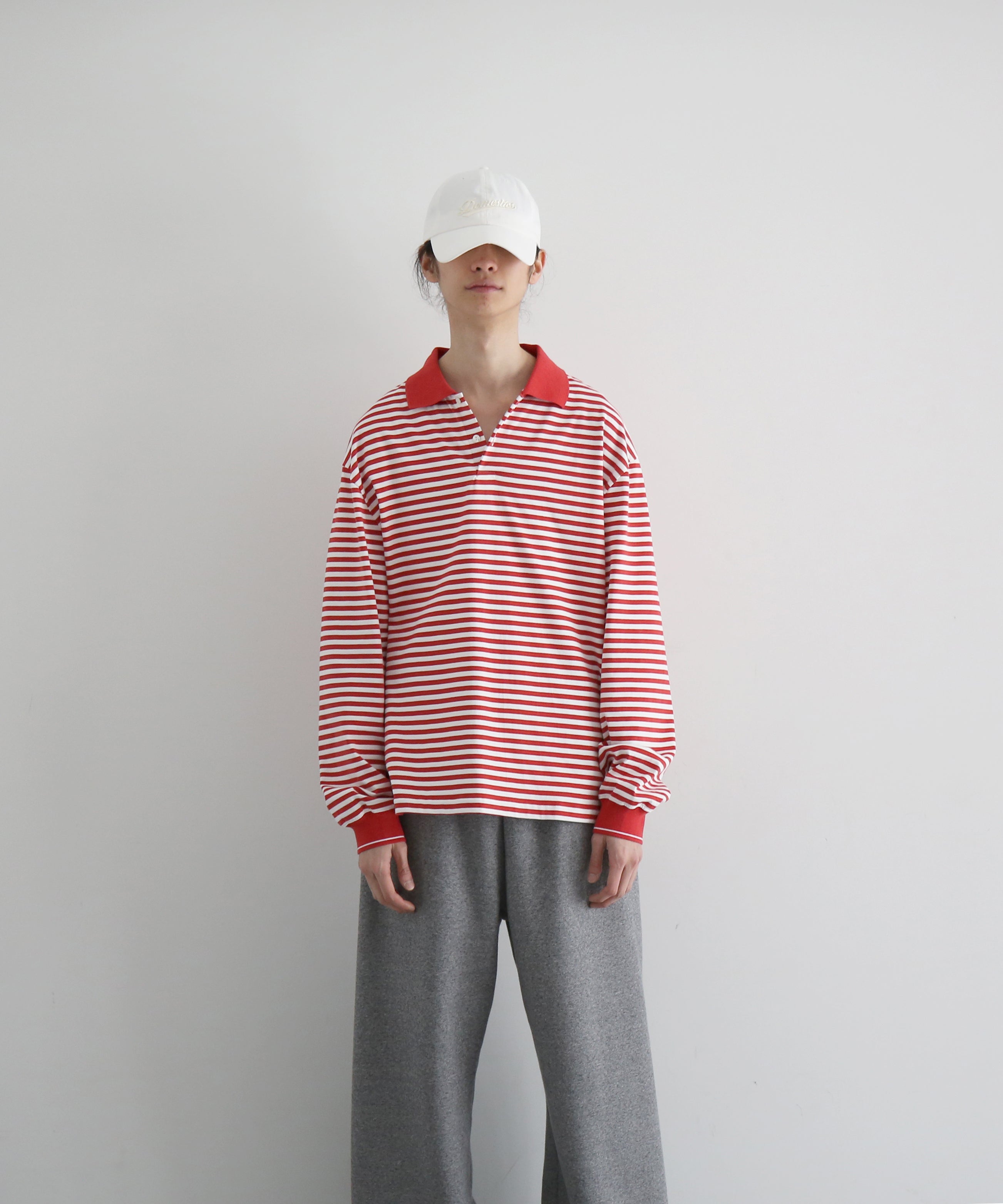 KAIKO Long sleeve border polo shirt "RED"