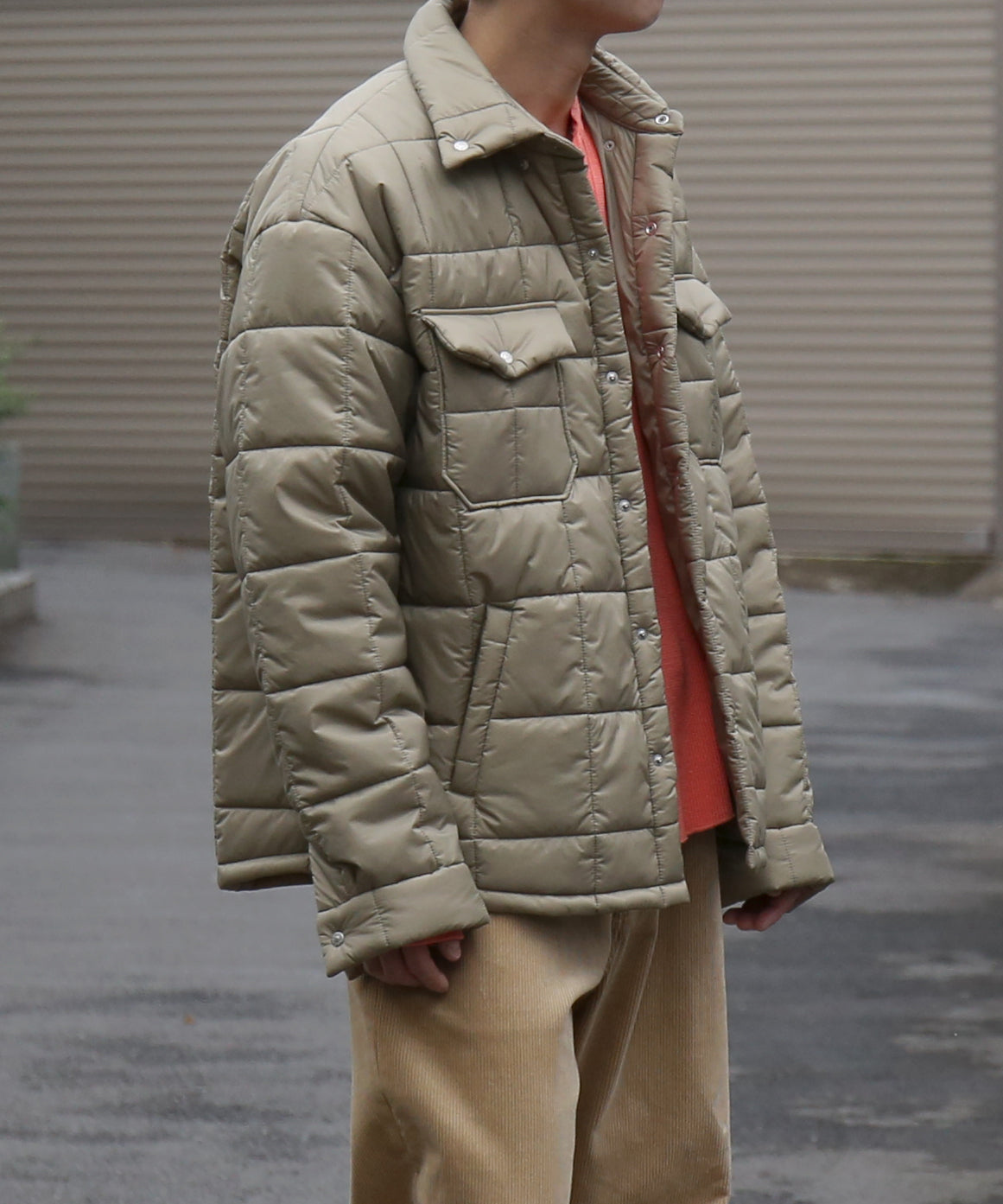 UNUSED Us 2570 padding quilted shirt "TAUPE"