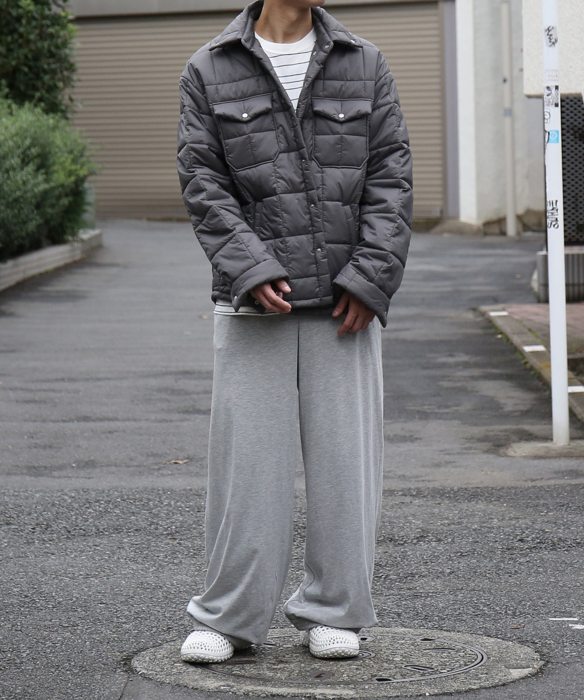 UNUSED Us 2570 padding quilted shirt "GRAY"