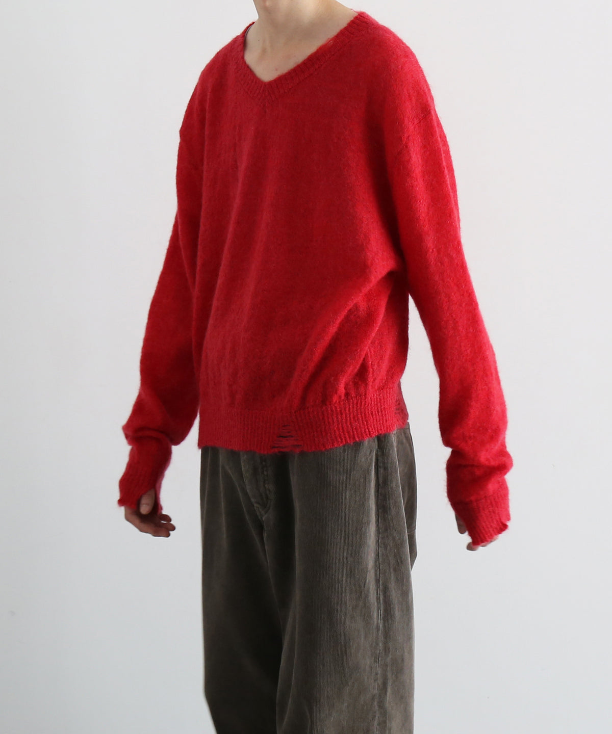 【Pre order】NEONSIGN Destroy knit -type : v "BLACK"