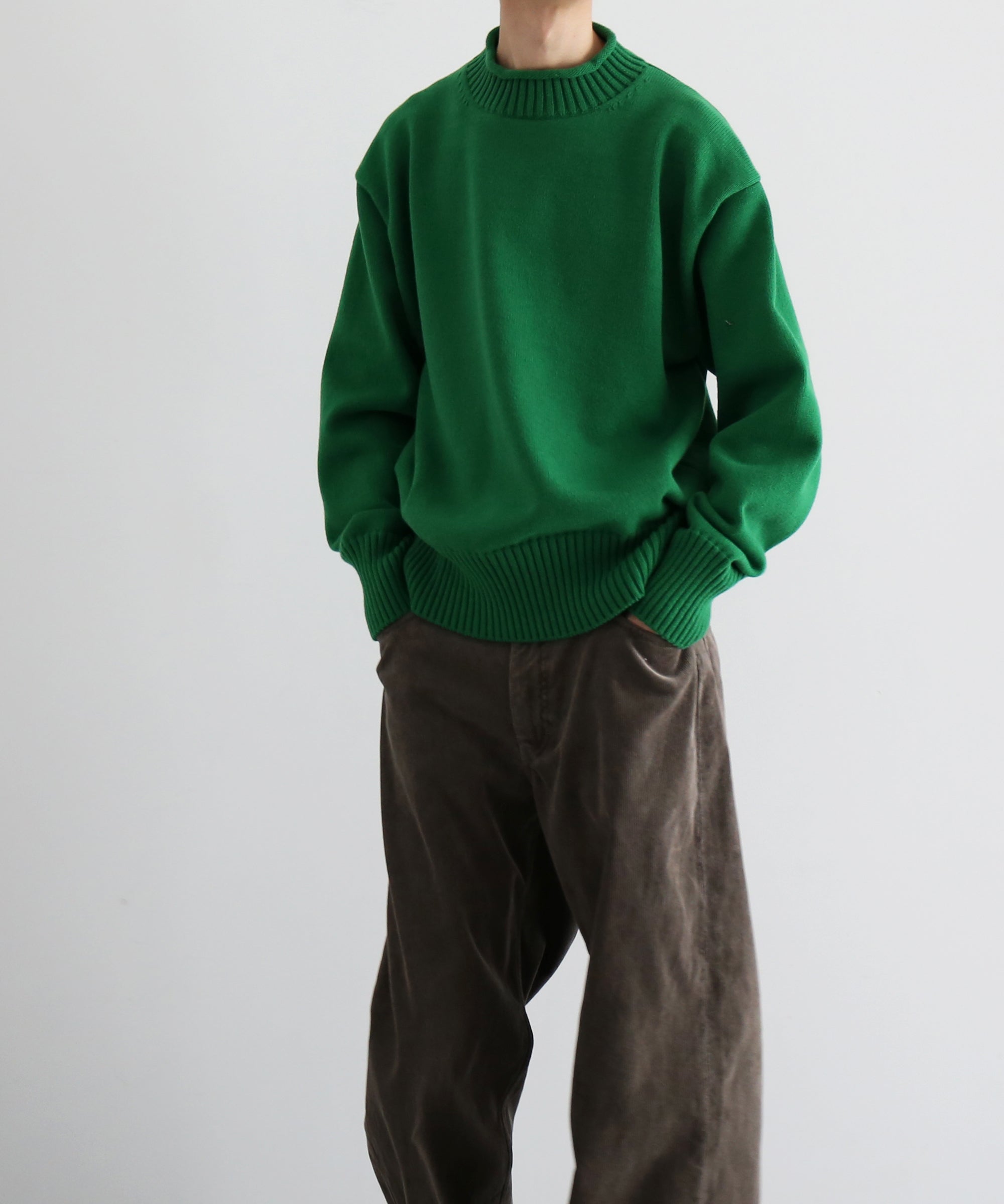 AURALEE【オーラリー】Super fine wool knit mock neck p/o “GREEN”｜O