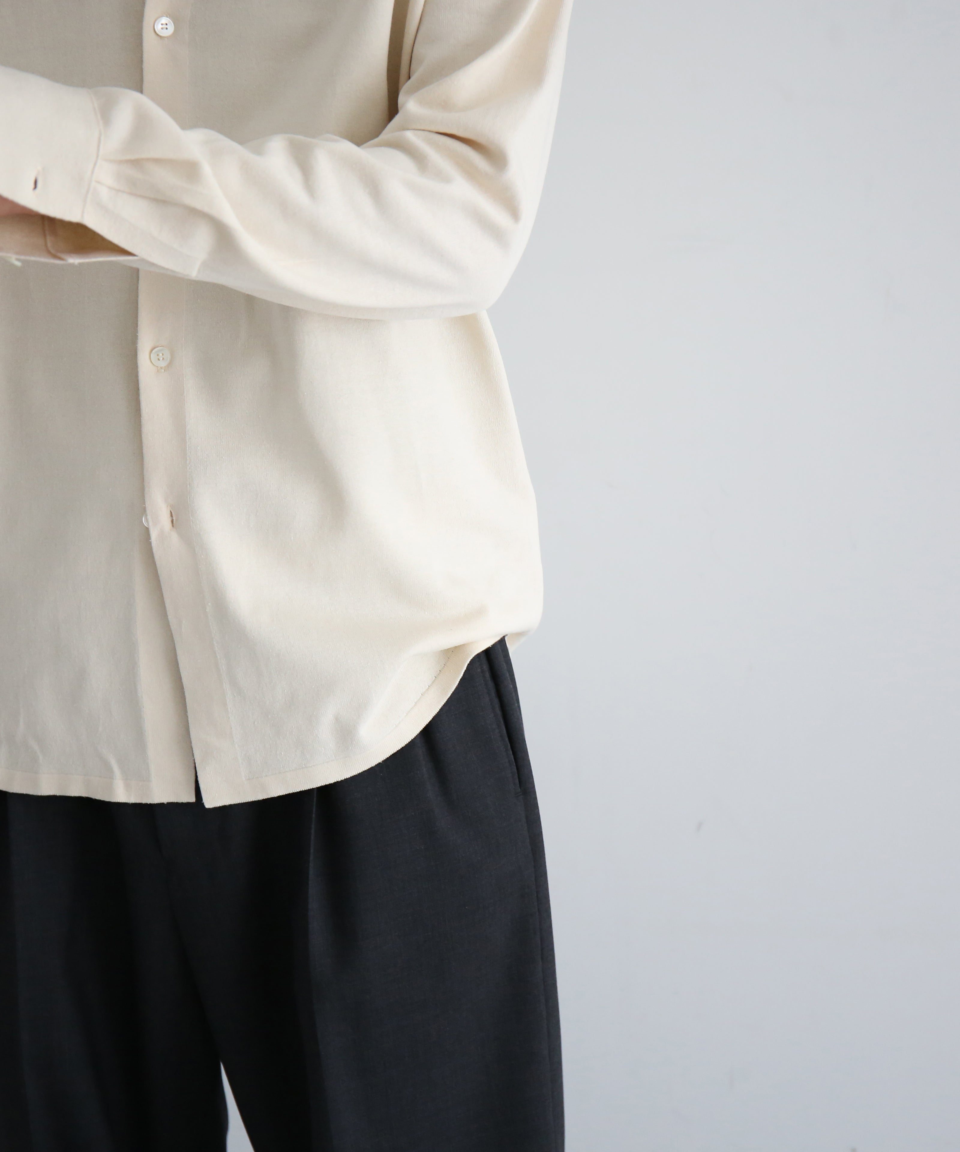 AURALEE High gauge tussah silk knit cardigan "IVORY"