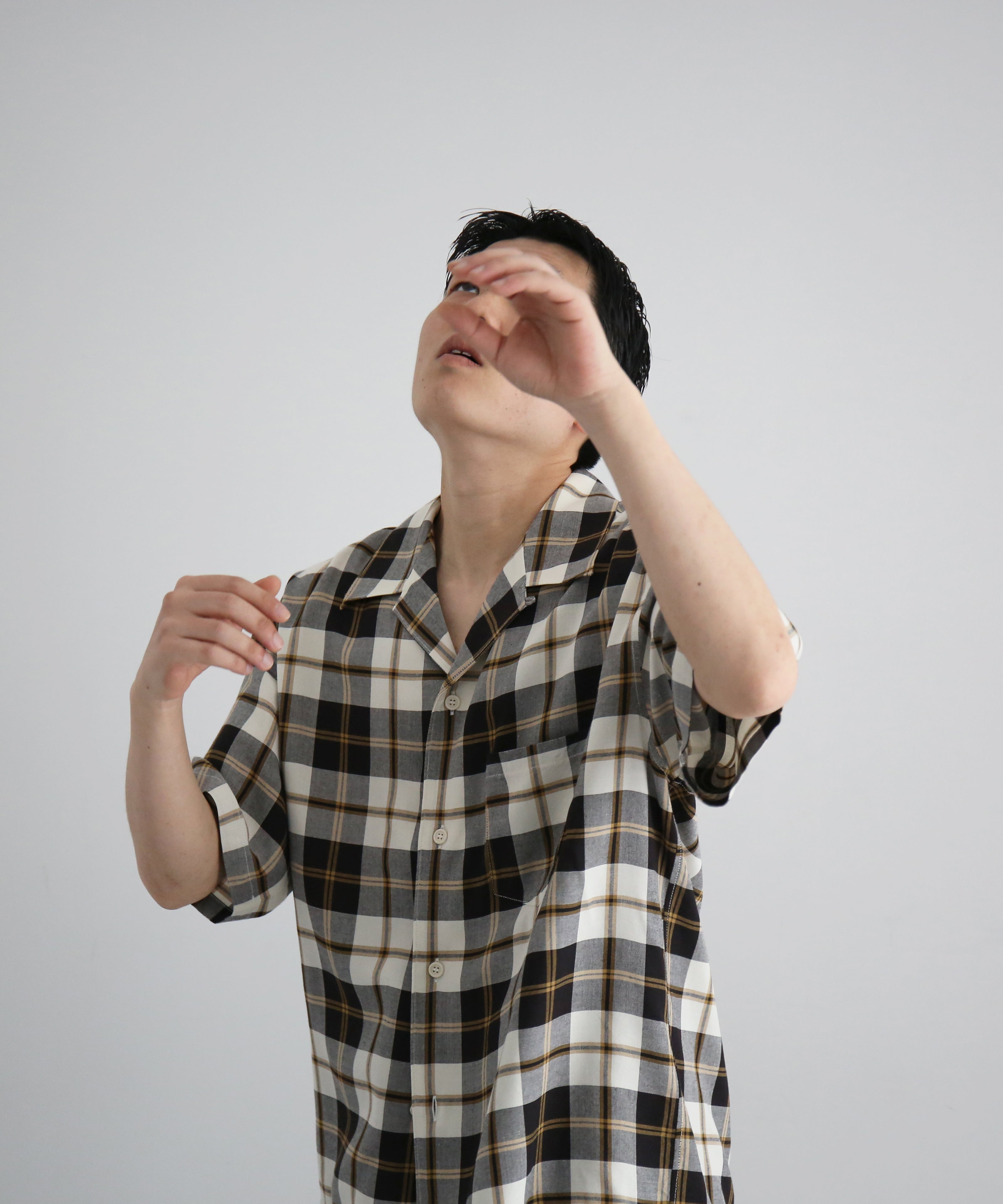 UNUSED Us2563 short sleeve rayon check shirt "LIGHT"