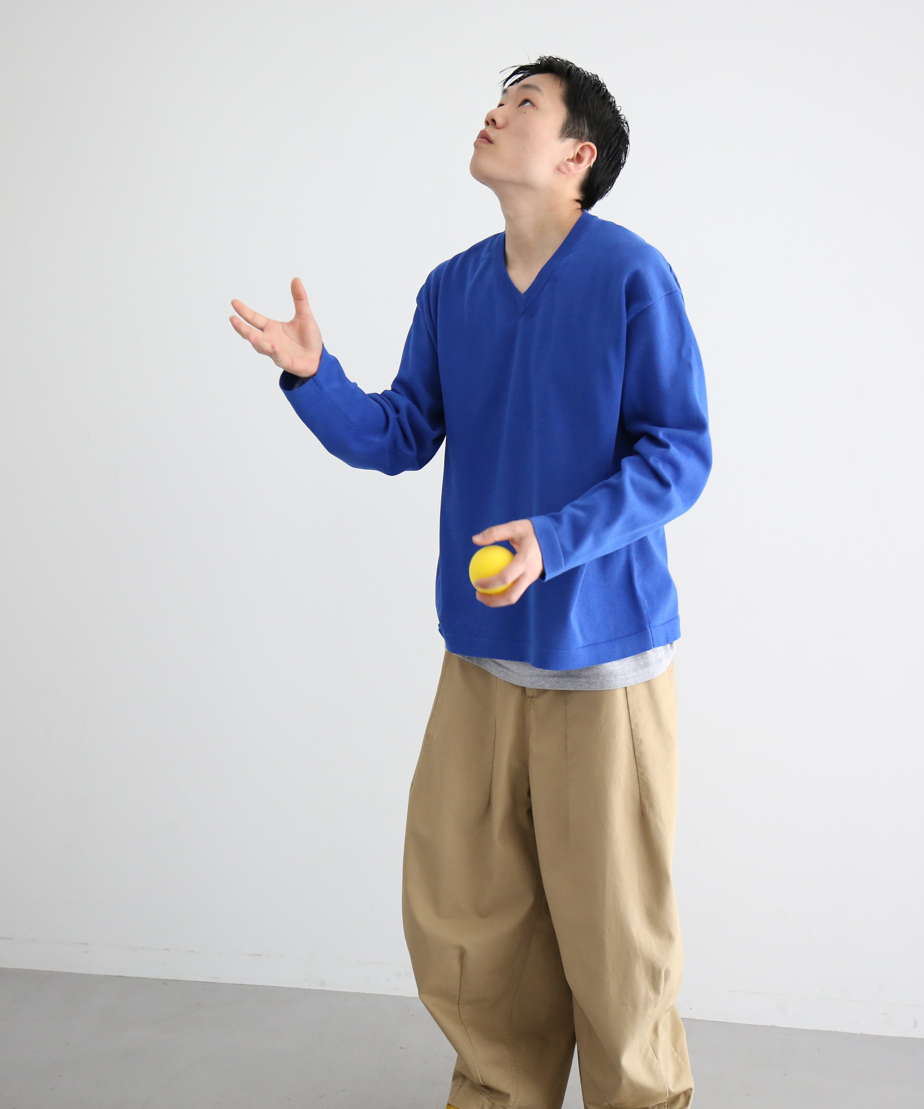 【EXCLUSIVE】crepuscule Washi v/n pullover "BLUE"