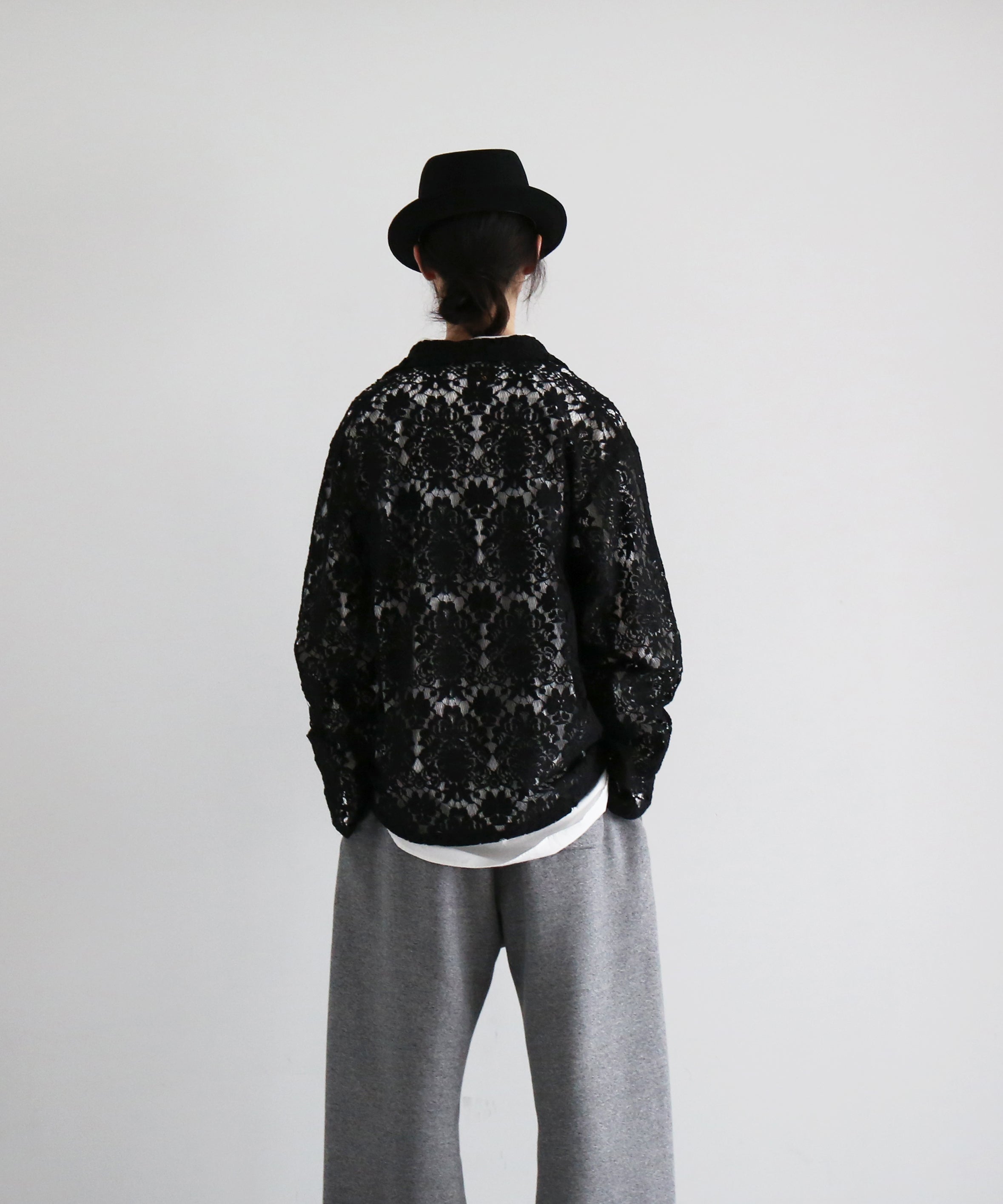 NEEDLES Widespread collar shirt - raschel lace "B-BLACK B"