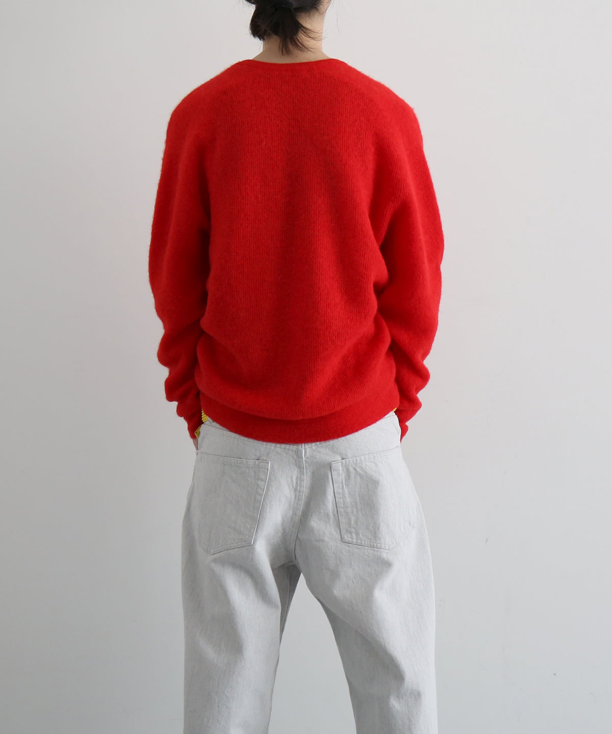 AURALEE Baby suri alpaca sheer knit v-neck p/o “RED”