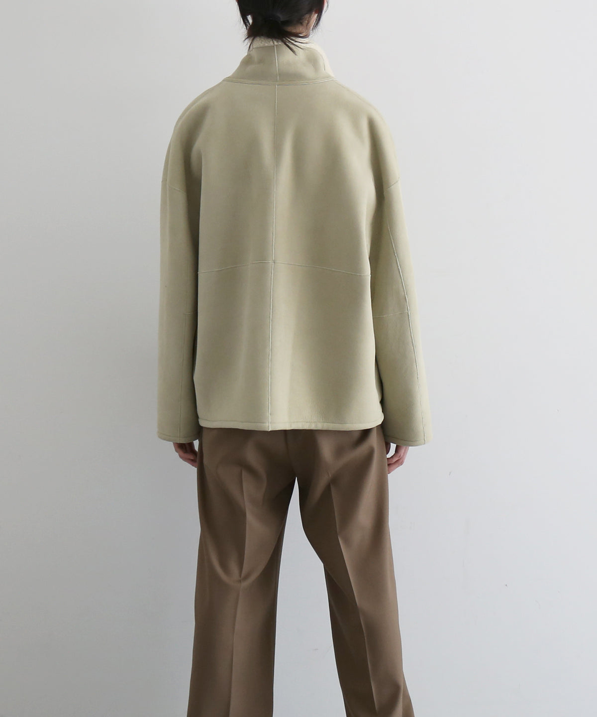 AURALEE Merino mouton zip blouson “IVORY LIME”