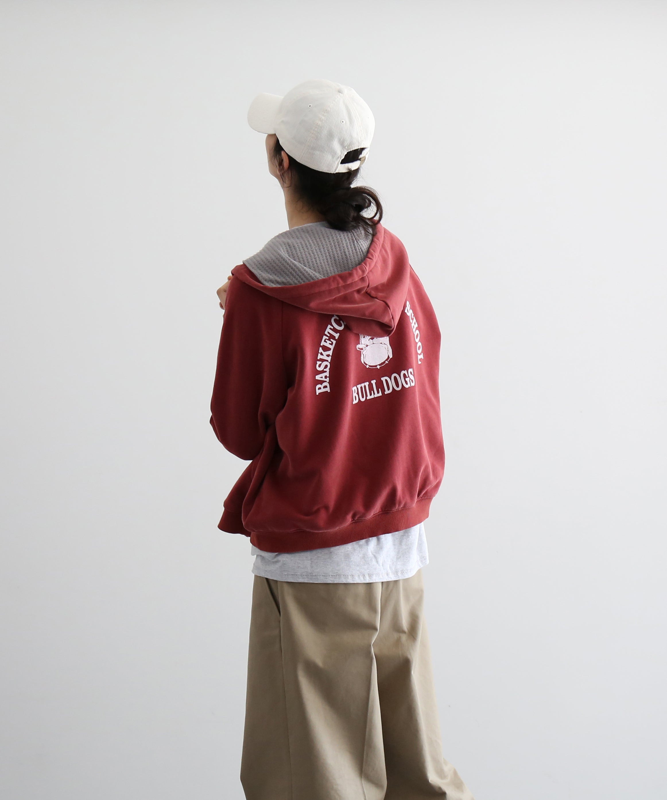 Basketcase Bulldog, thermal lined zip "RED"