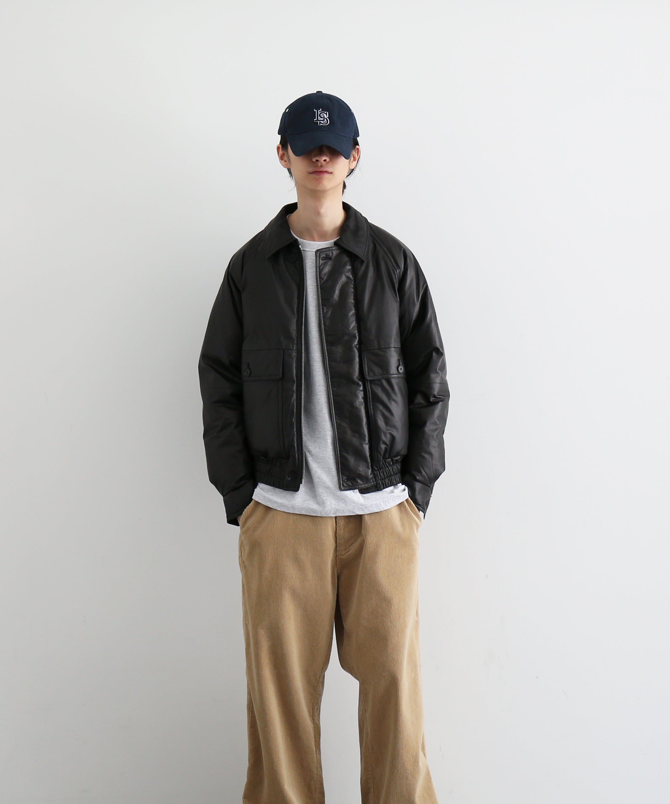 AURALEE Fine calf leather down blouson "BLACK"