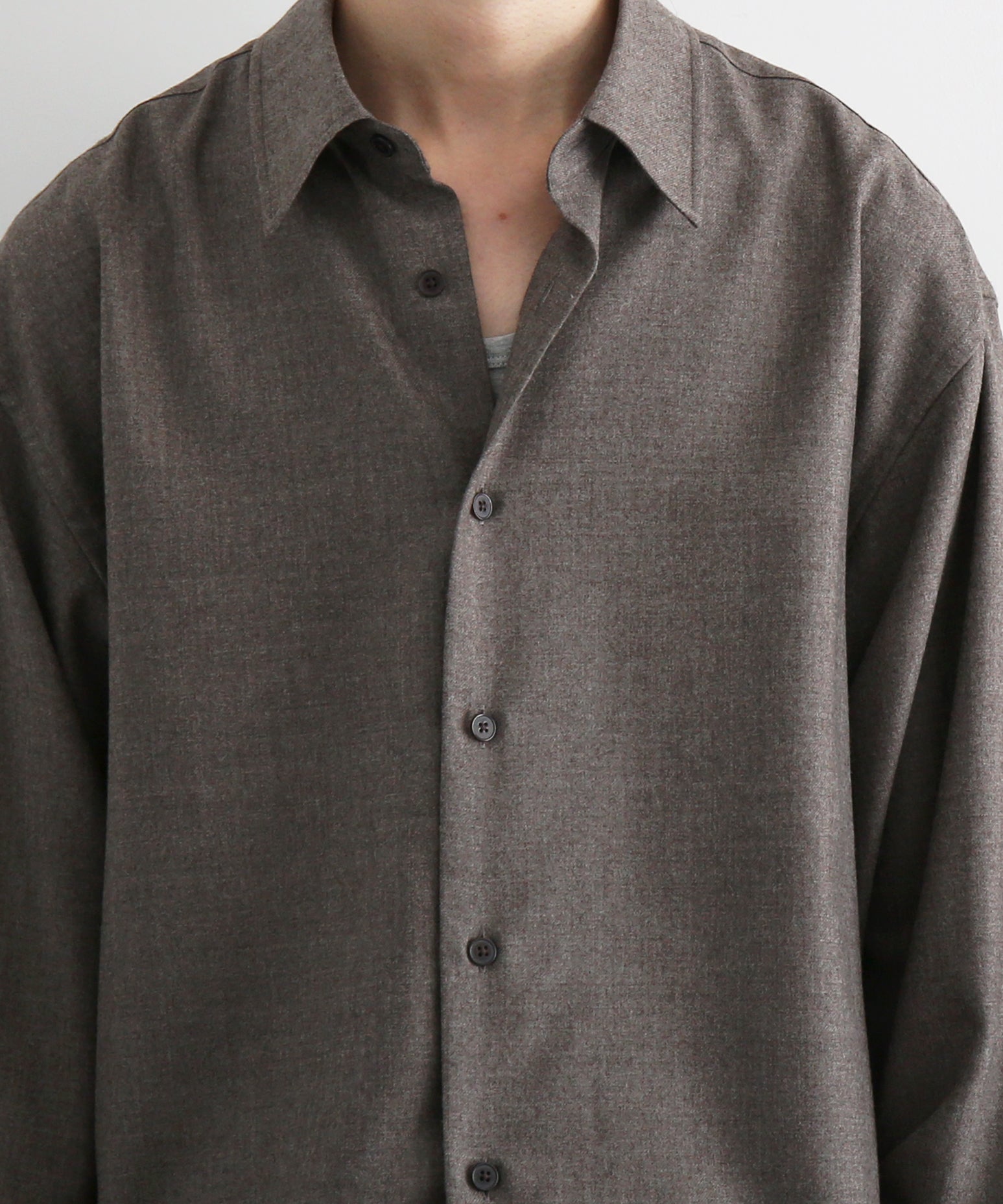 AURALEE Super light wool shirt "TOP BROWN"