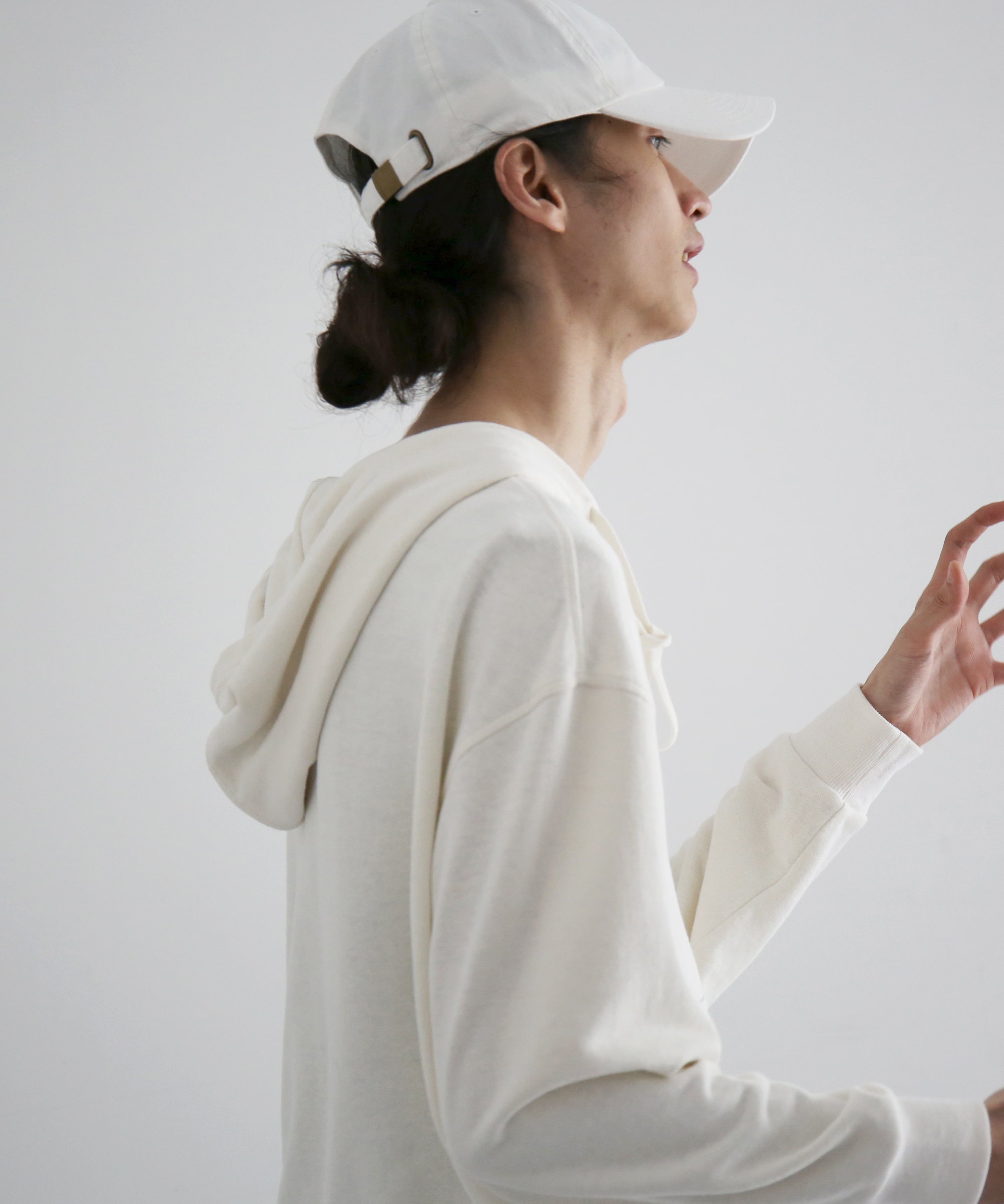 Fax Copy Express Afternoon stretch linen relaxed sweatshirt "WHITE"
