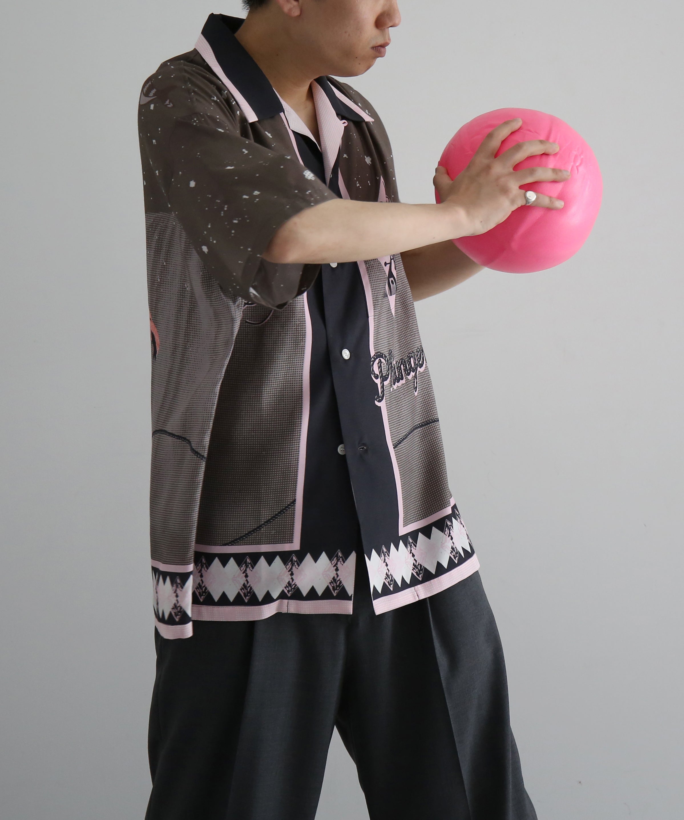 PHINGERIN Summer shirt space "A:DARK BROWN"
