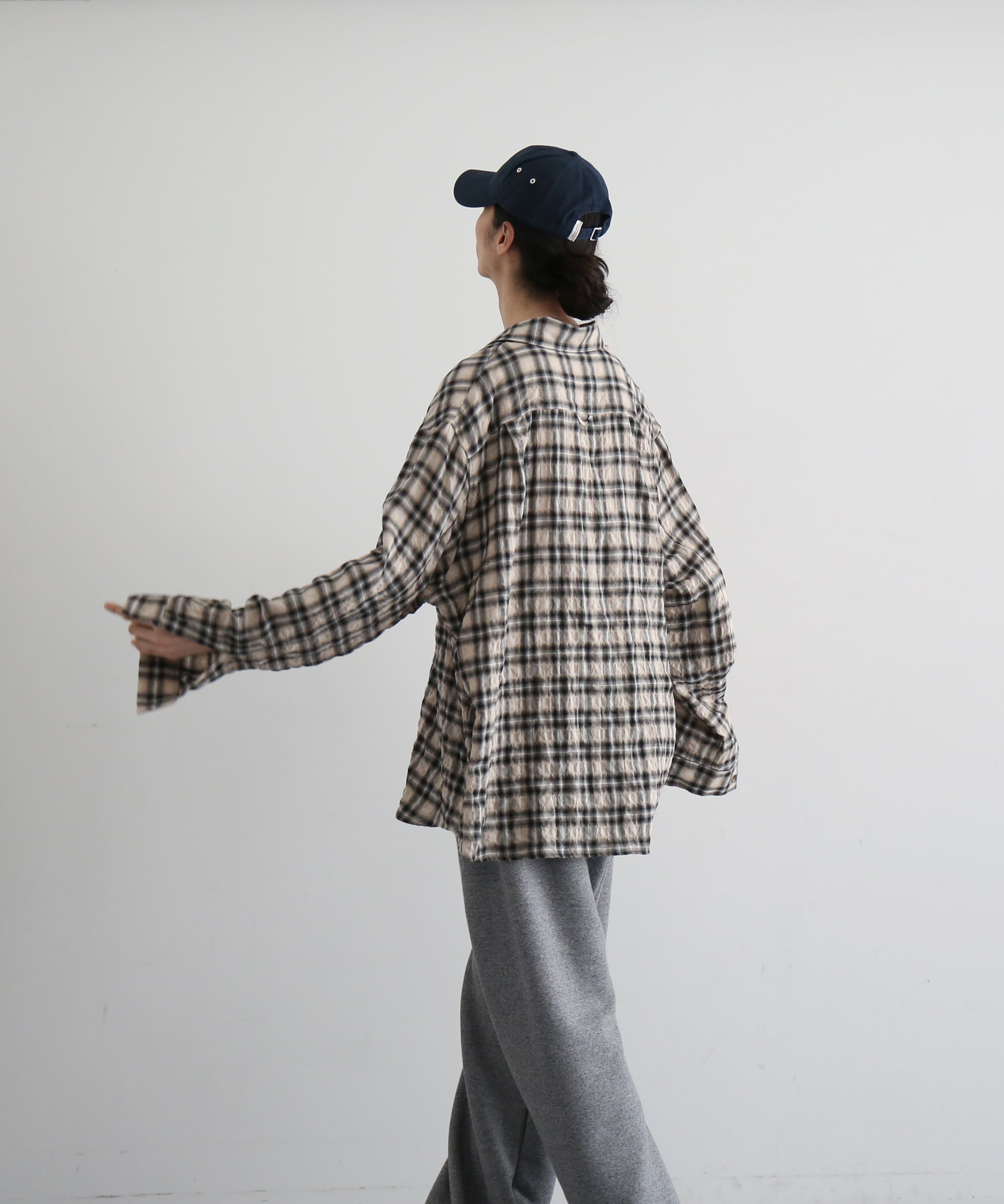 Laid.B Wet rag check shirts "BEIGE"