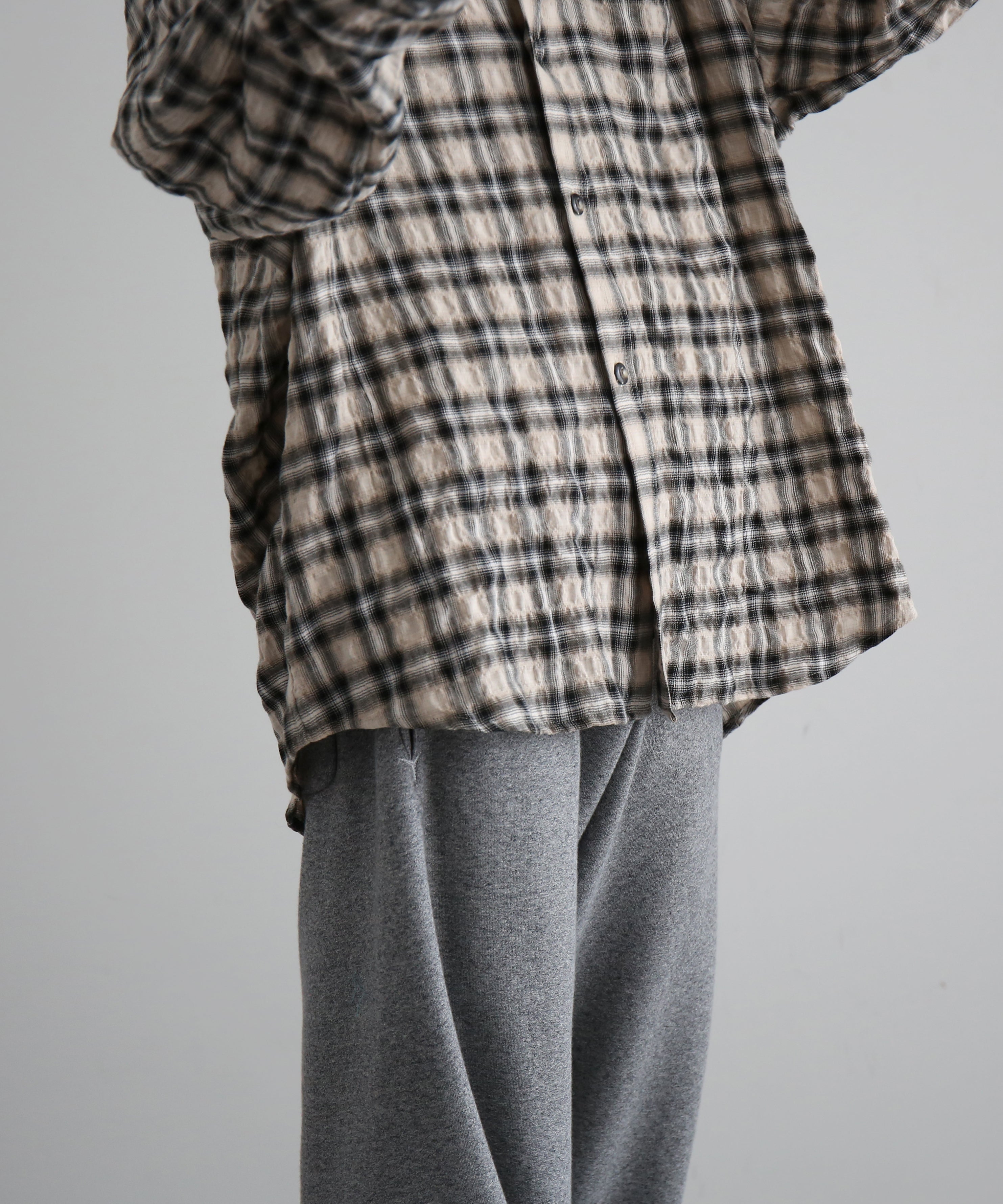 Laid.B Wet rag check shirts "BEIGE"