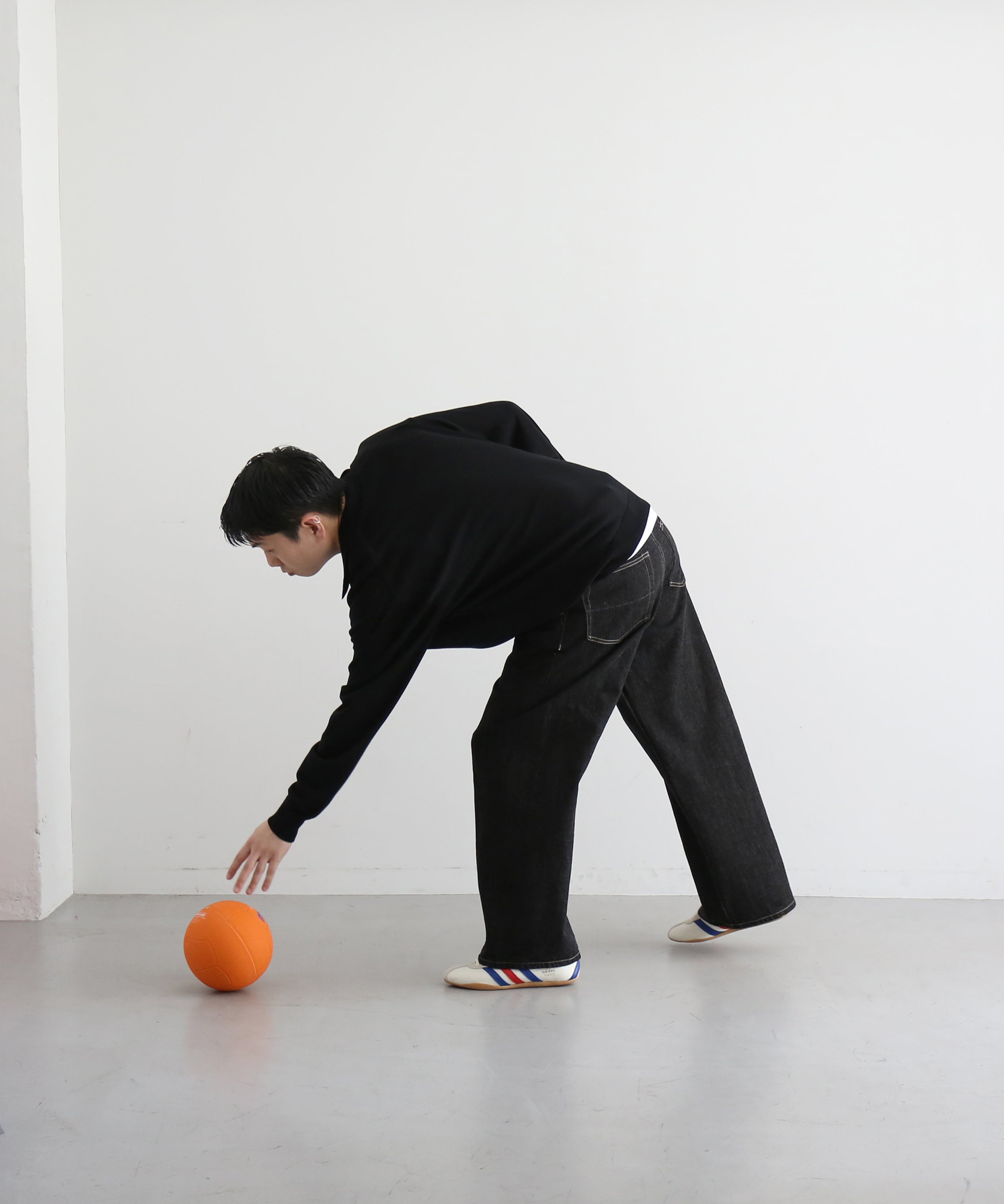 【EXCLUSIVE】crepuscule Open collar knit shirt "BLACK"