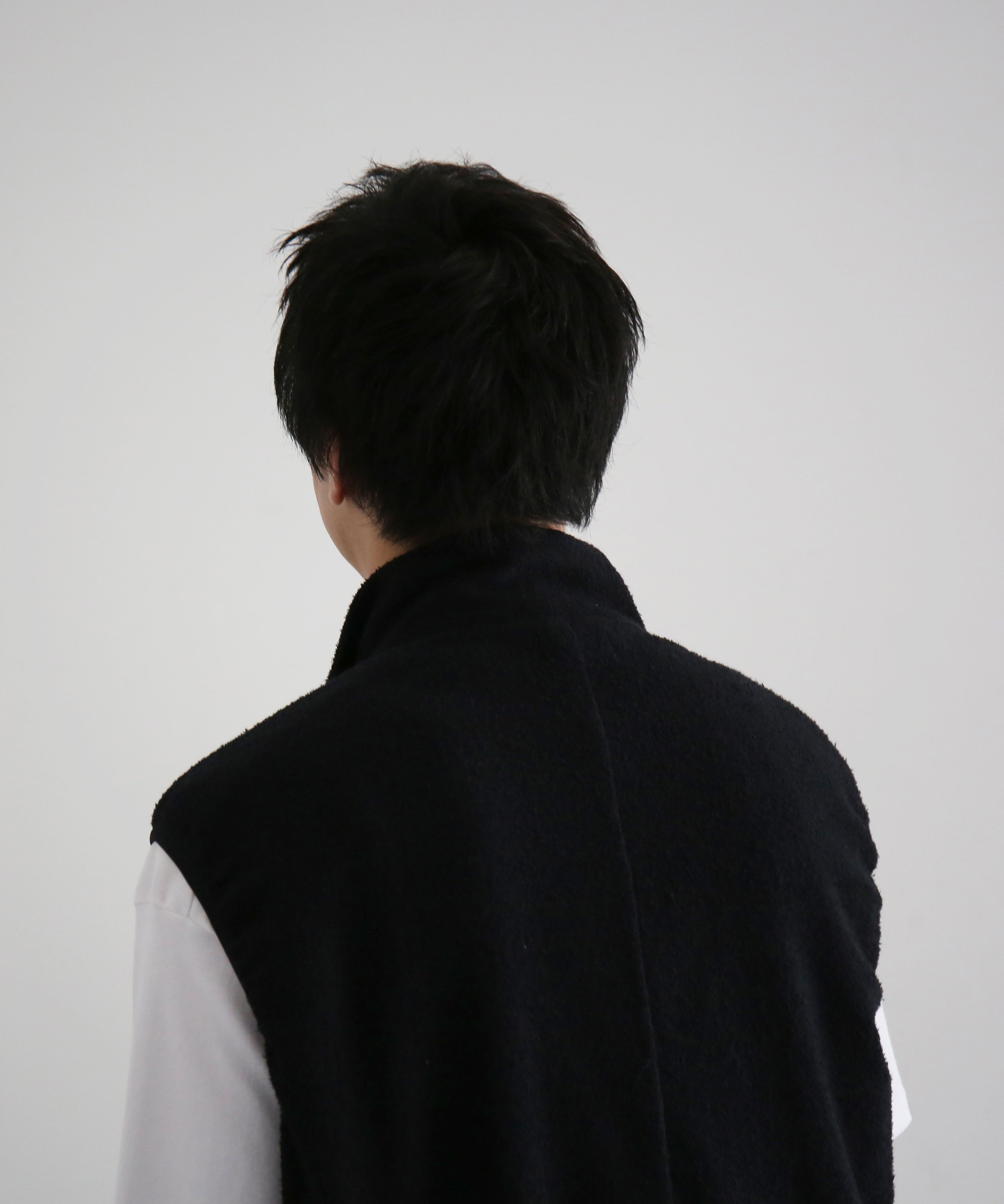 NOWHAW Towel cloth half zip vest "BLACK"