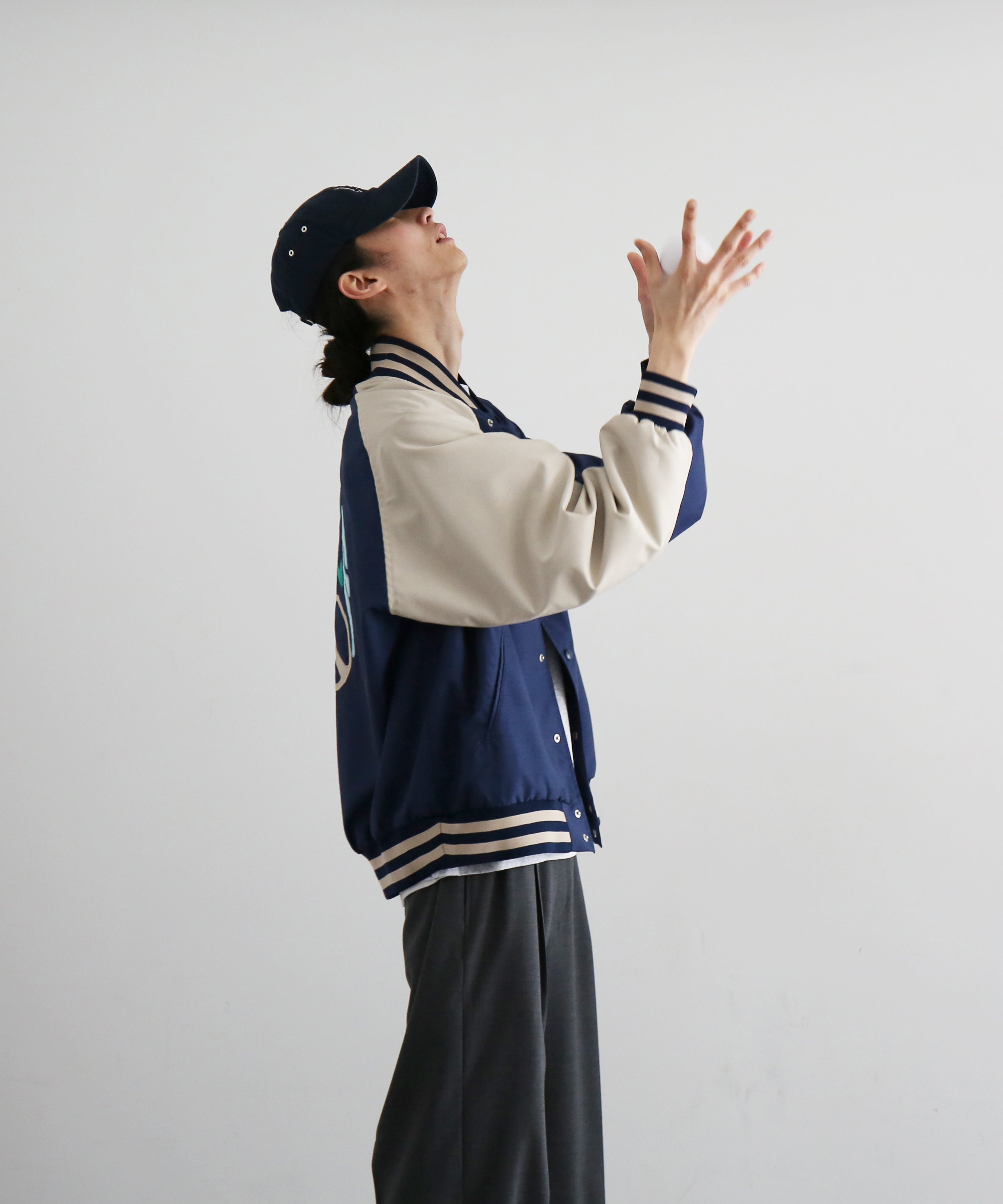 NEEDLES Stadium jacket - poly shantung "A - NAVY A"