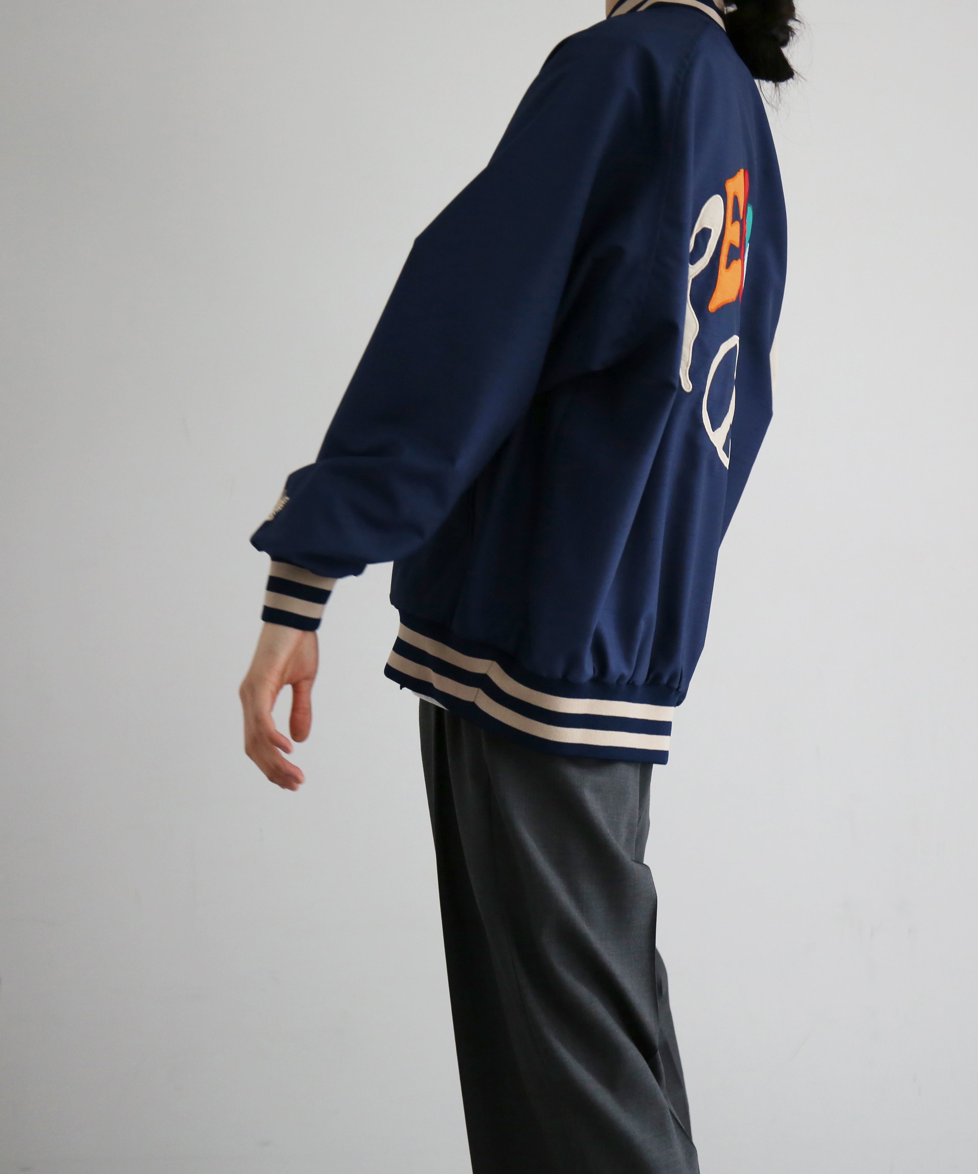 NEEDLES Stadium jacket - poly shantung "A - NAVY A"
