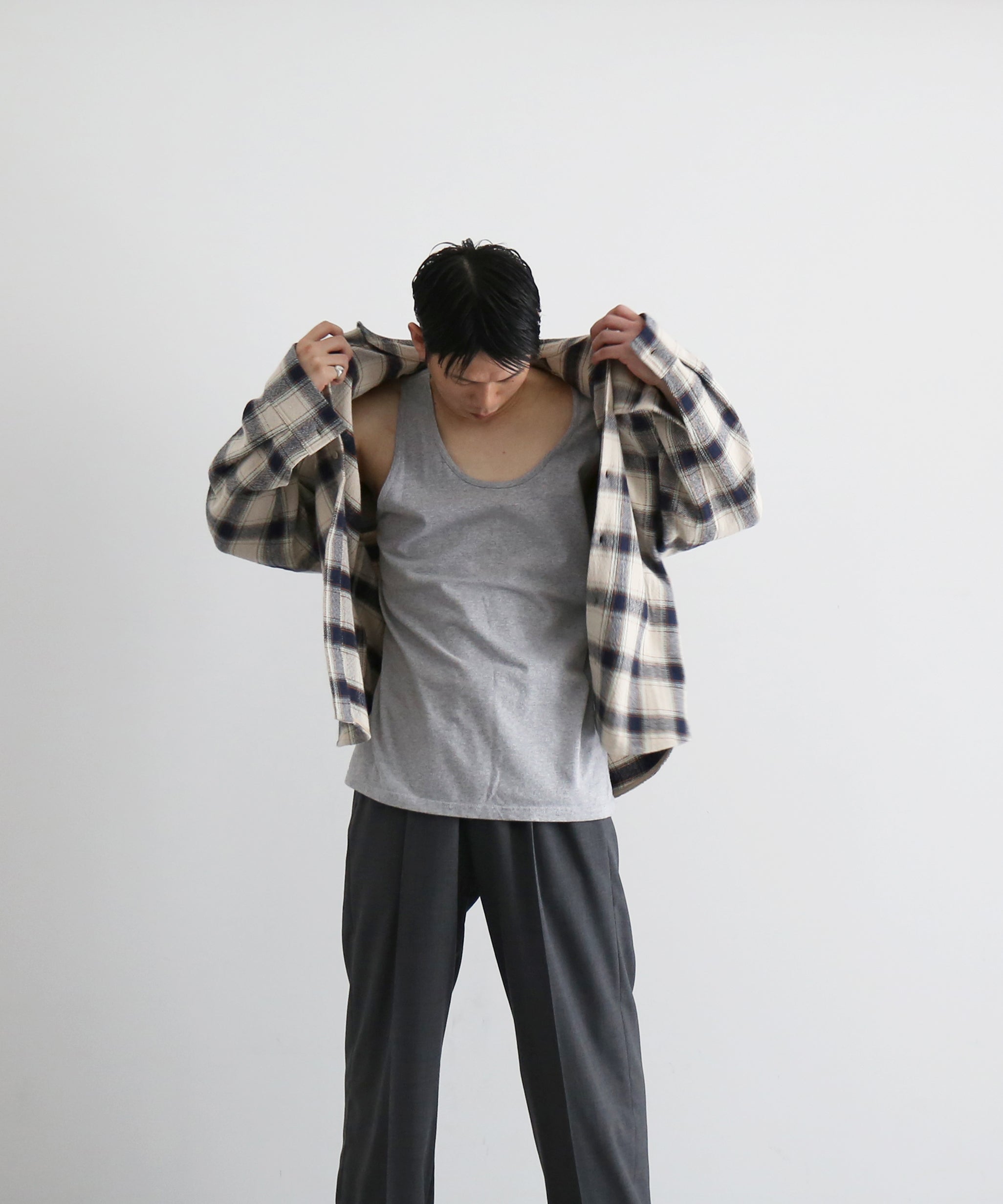 sefr Wes shirt "NAVY TABLECLOTH CHECK"