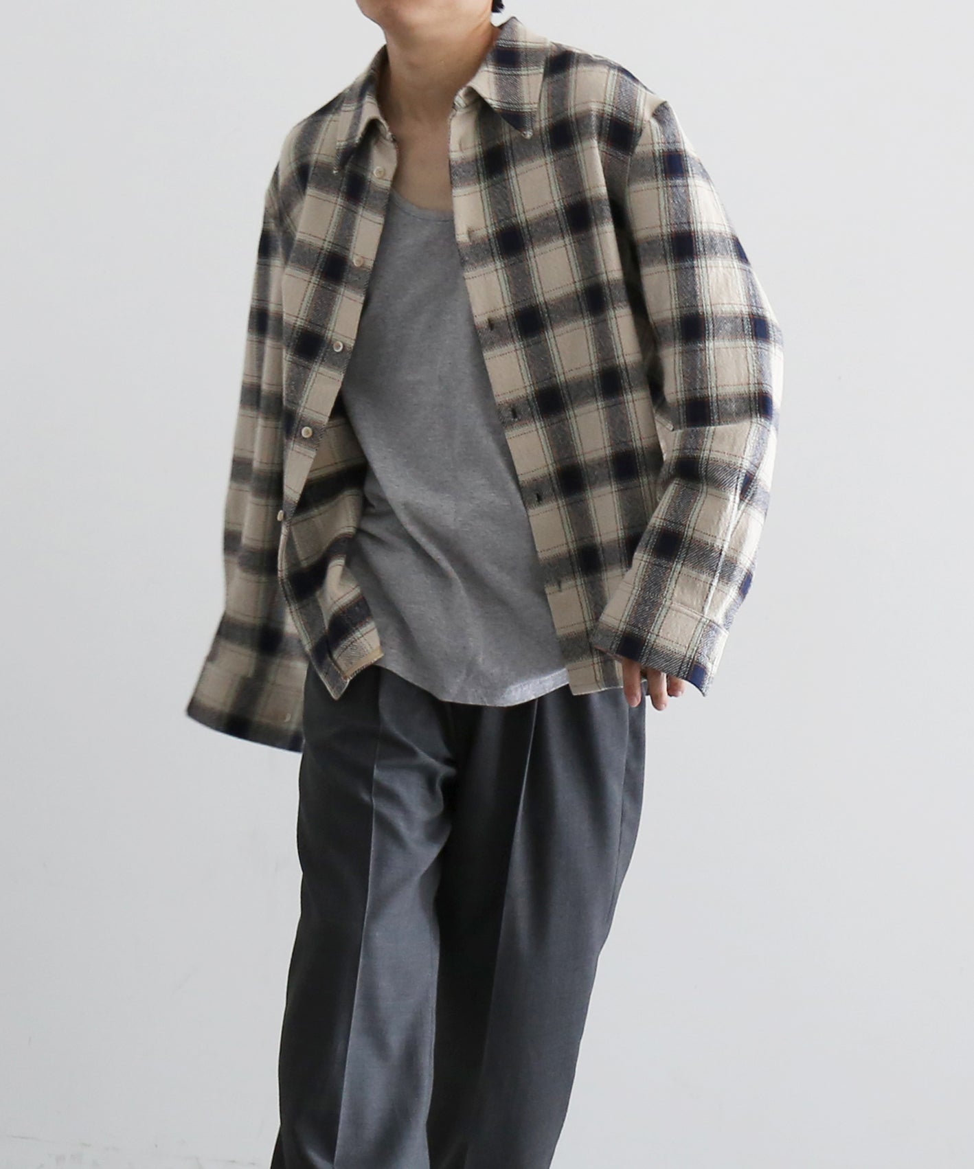 sefr Wes shirt "NAVY TABLECLOTH CHECK"