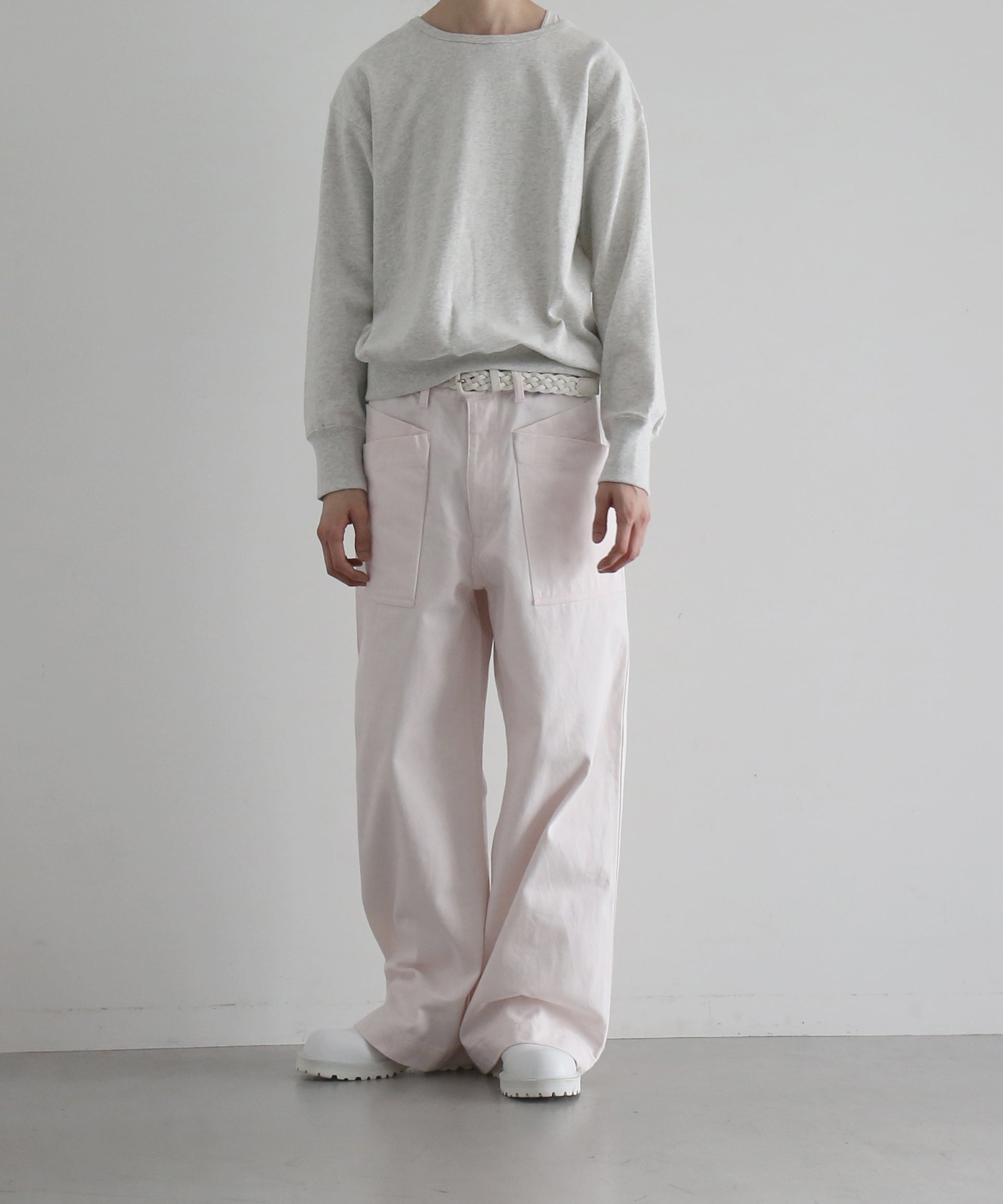 WHOWHAT 12oz denim origami pocket pants "LIGHT PINK"