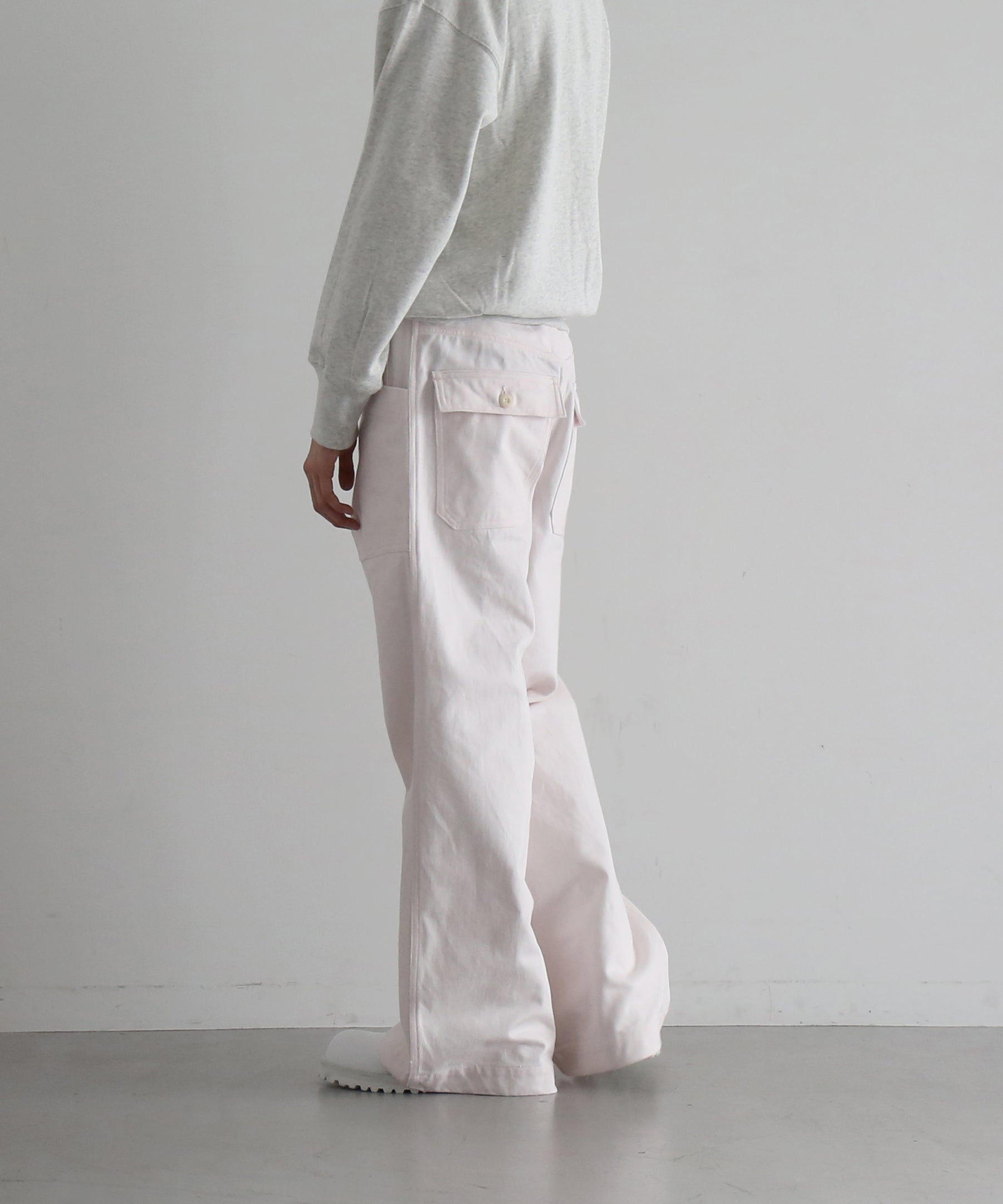 WHOWHAT 12oz denim origami pocket pants "LIGHT PINK"