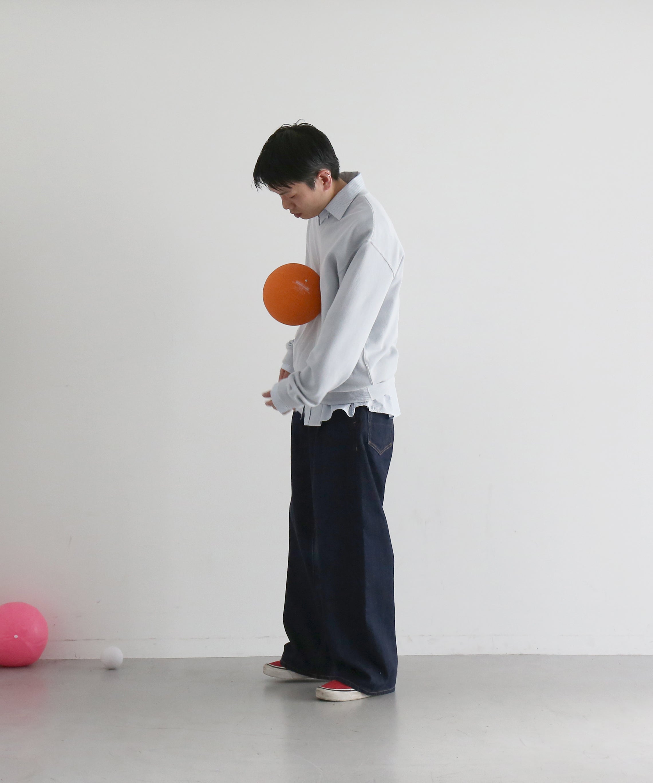 【EXCLUSIVE】crepuscule Co/ra moss stitch p/o "BLUE GRAY"