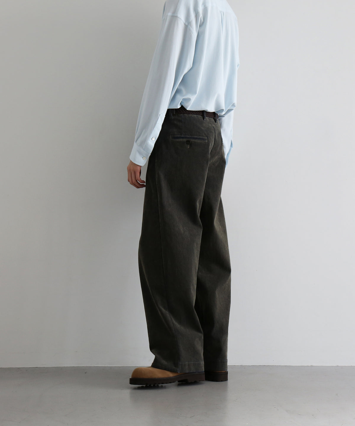 VOAAOV Flocky denim pants “OLIVE"
