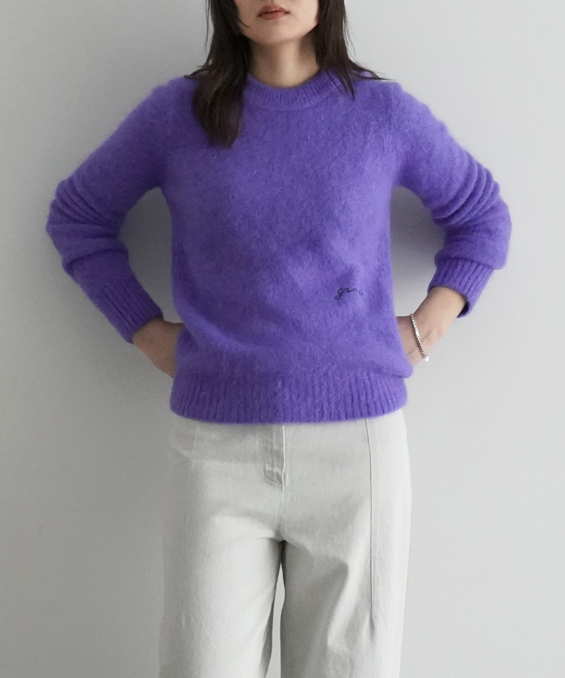 GANNI Brushed alpaca o-neck "SIMPLY PURPLE"