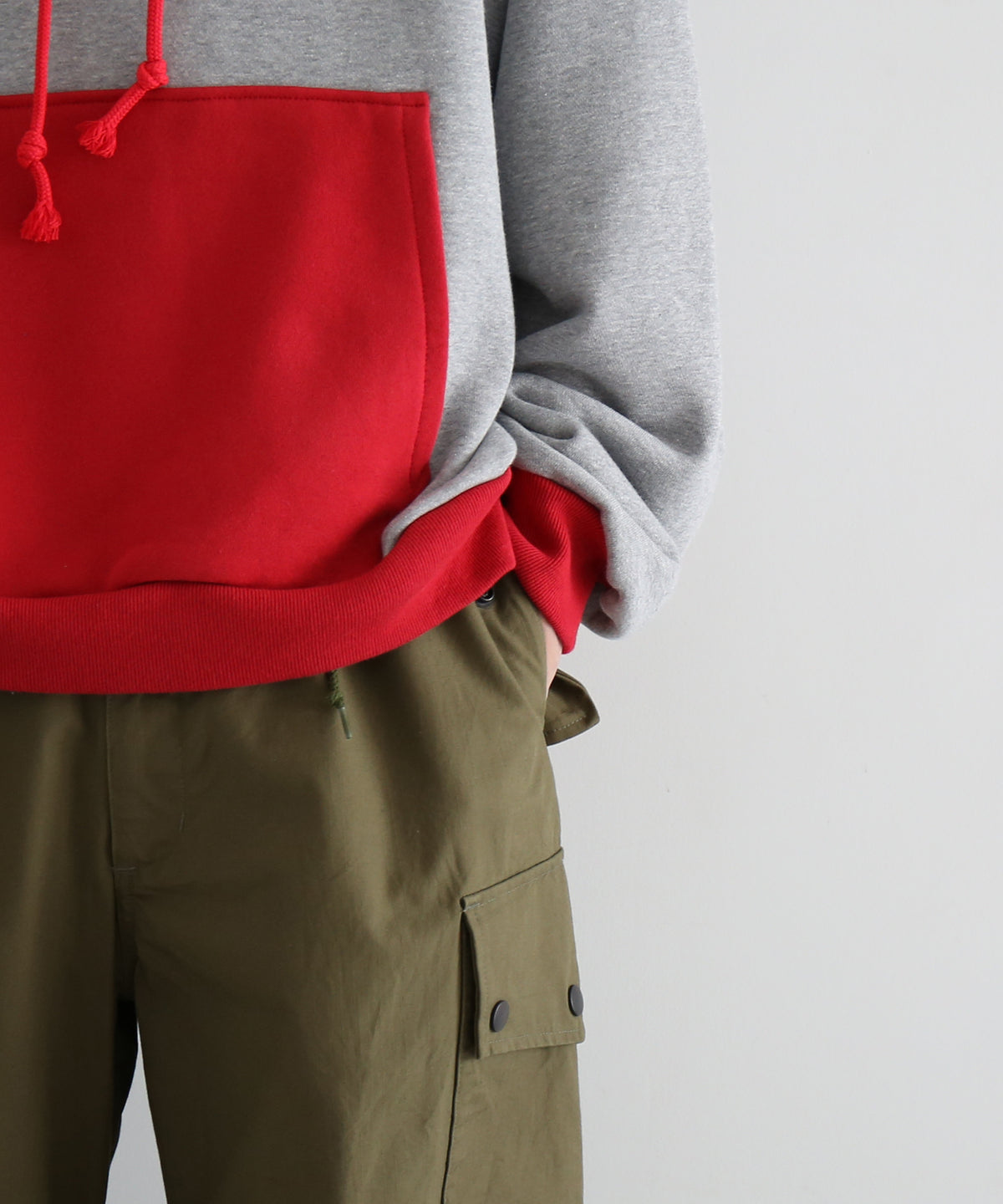 KOOKY ZOO 2Tone hoodie "GREY×RED"