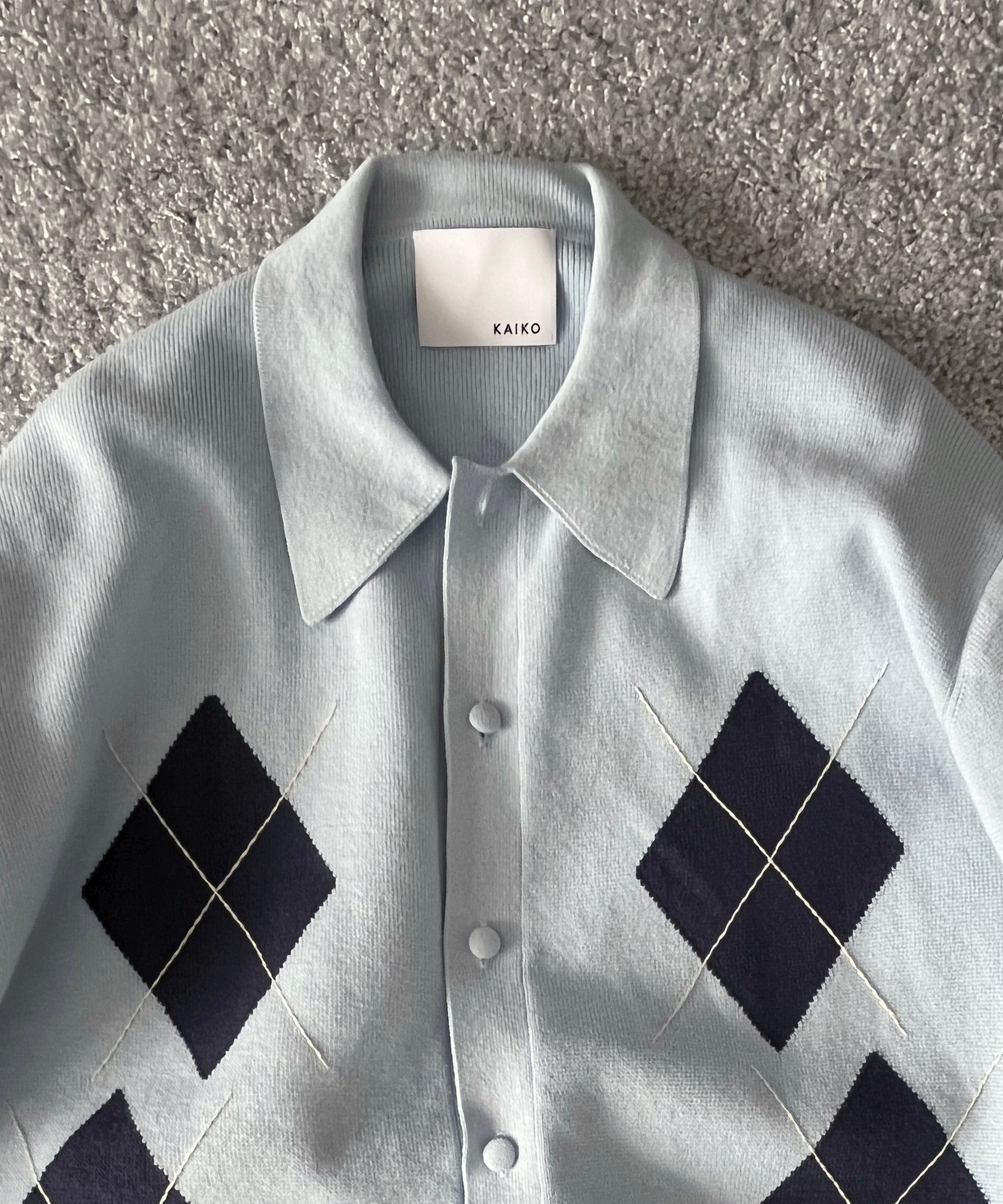 KAIKO Argyle polo cardigan "S.BLUE"