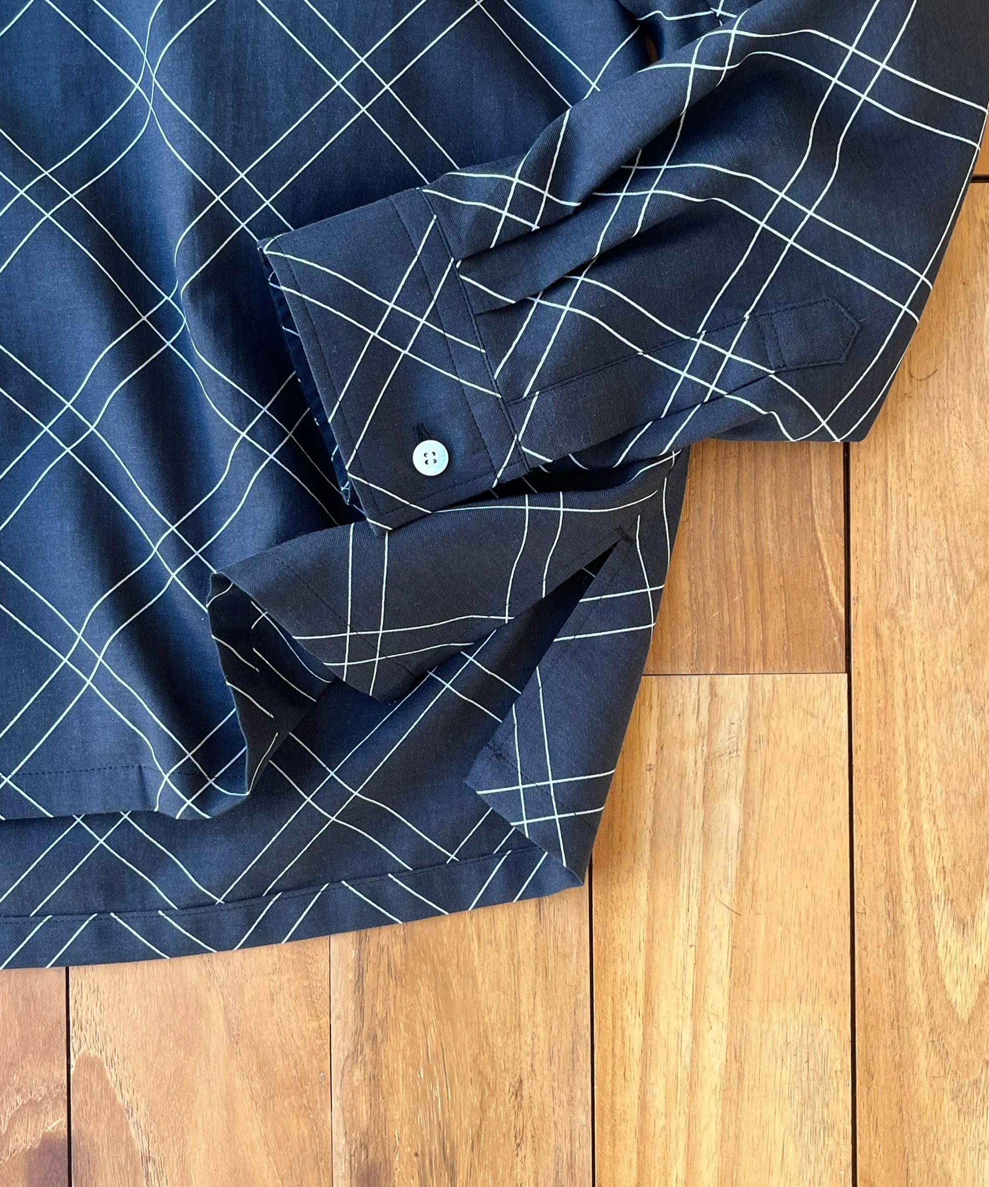 COTTON PAN Dorami l/s 綿シルクシャツchank "GRAY×BLACK"