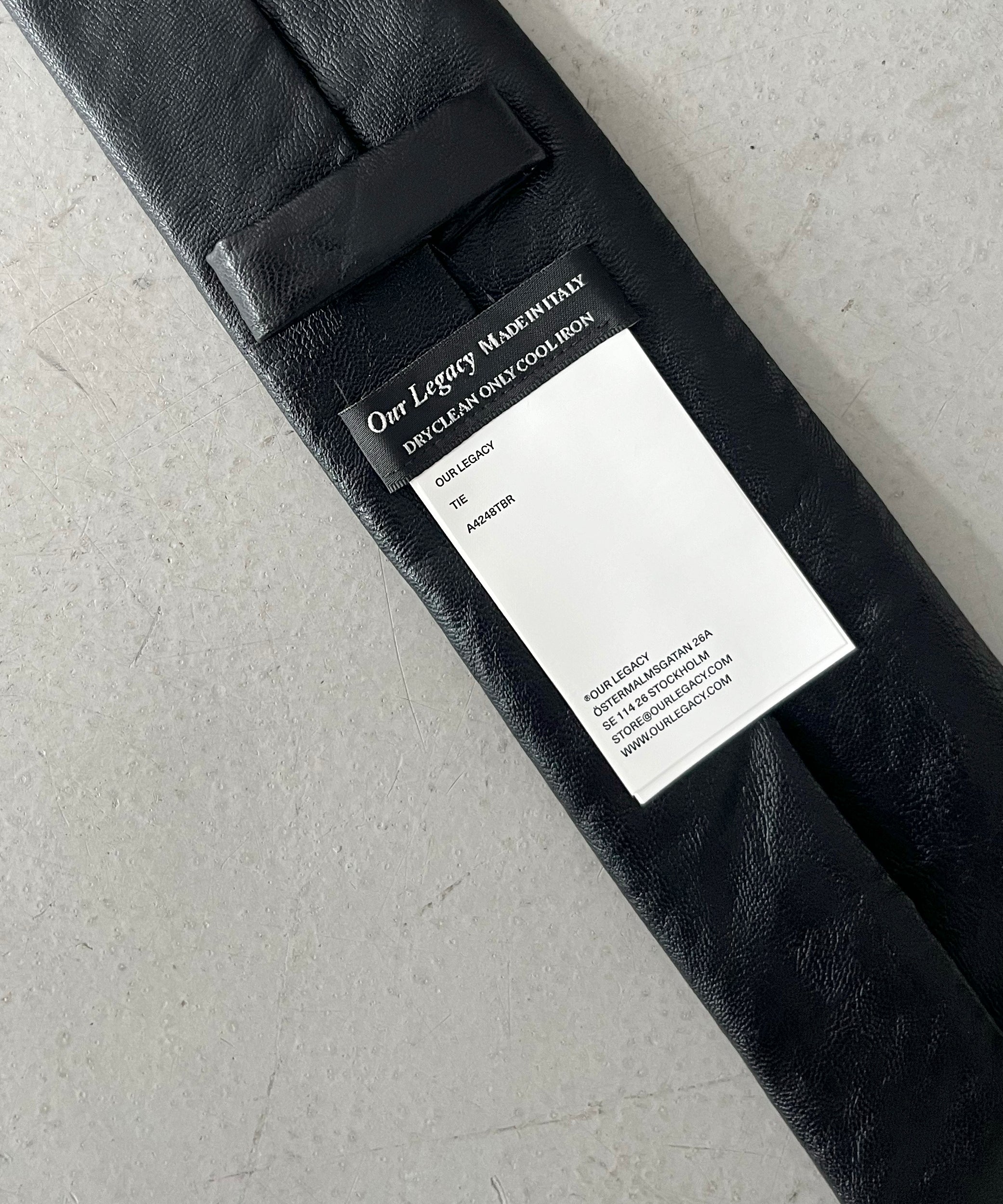 OUR LEGACY Tie "BLACK REAL FAKE LEATHER"