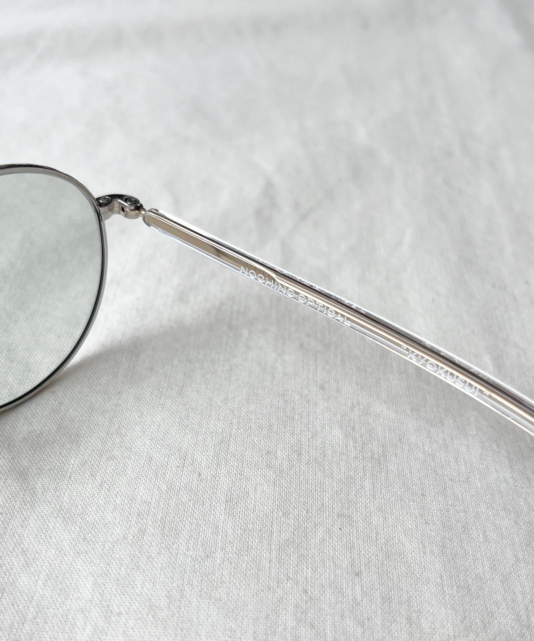 【EXCLUSIVE】NOCHINO OPTICAL "Kyokusui" "PLUTINUM SILVER FLAME & CLEAR FRAME × GREY GREEN TO D.GREY"