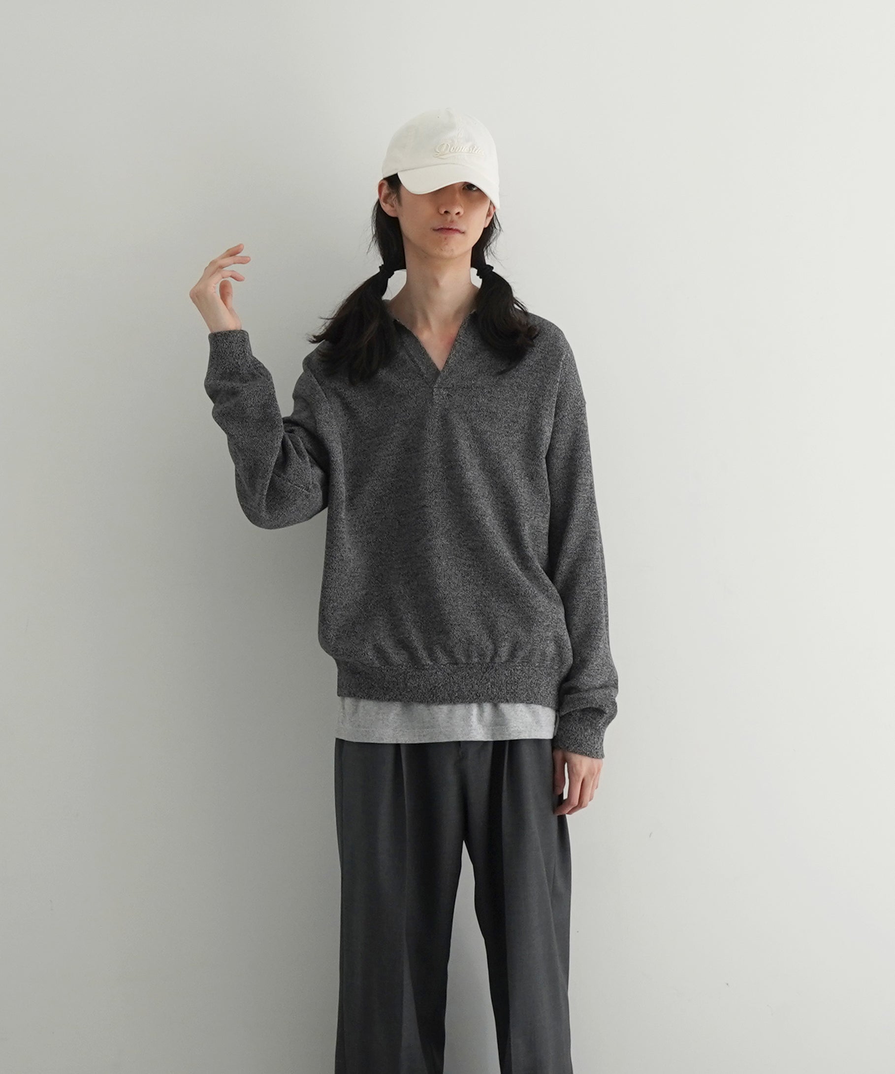 【EXCLUSIVE】crepuscule Co/ra moss stitch skipper "BLACK"