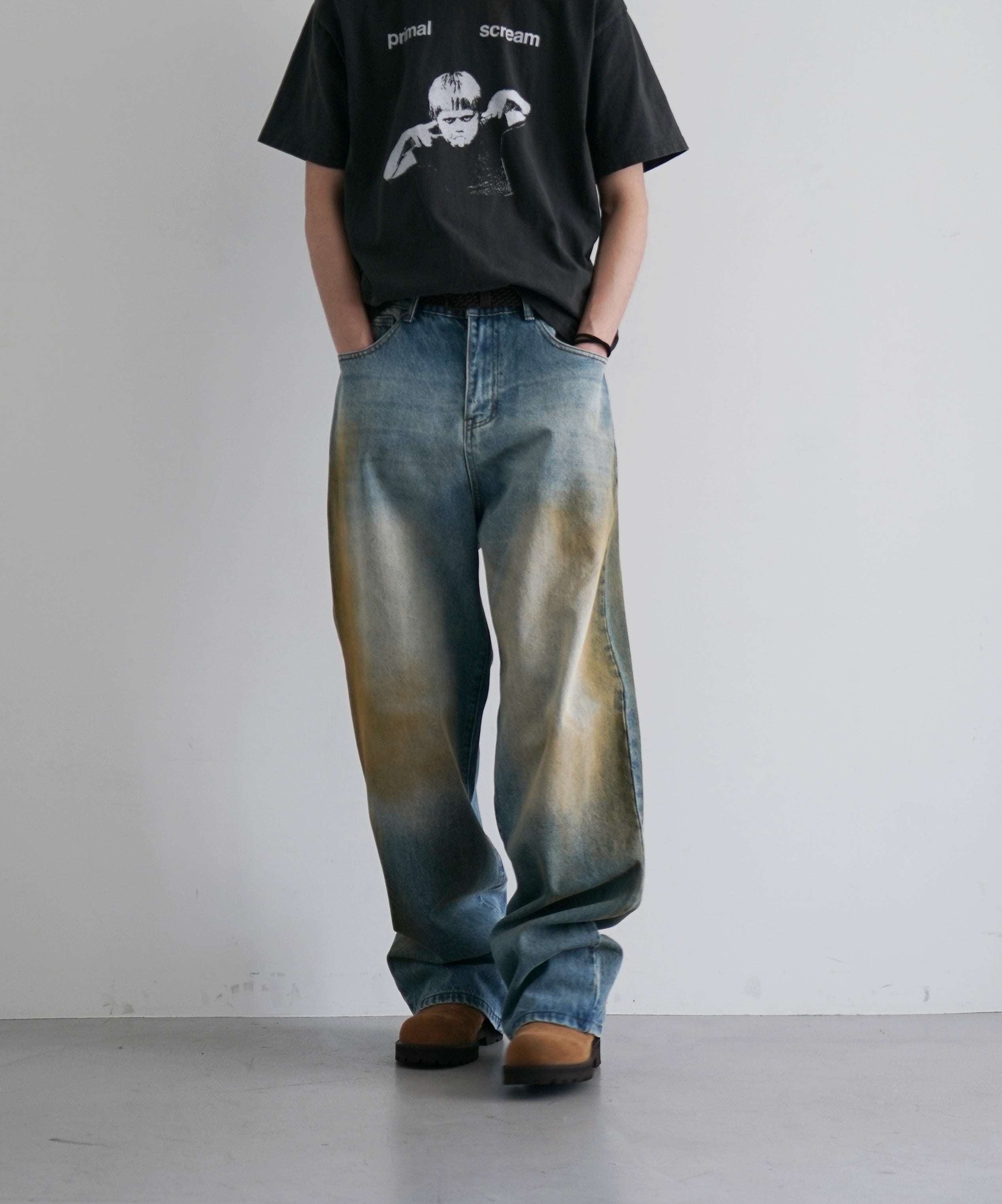 Basketcase Lax baggy denim mud wash "BLUE/DIRT"