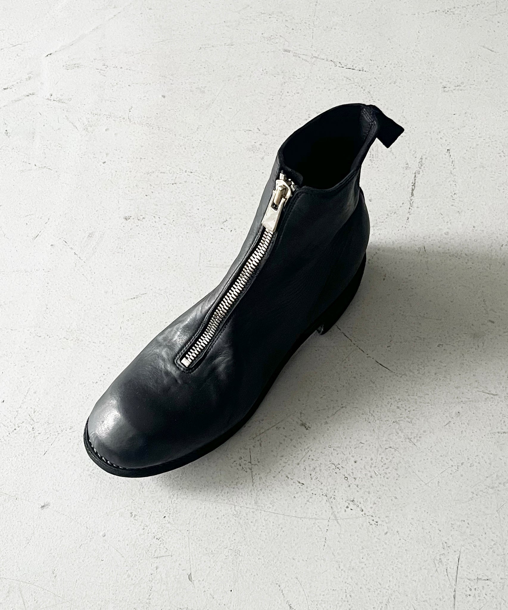 GUIDI Front zip boots, sole leather "BLACK"